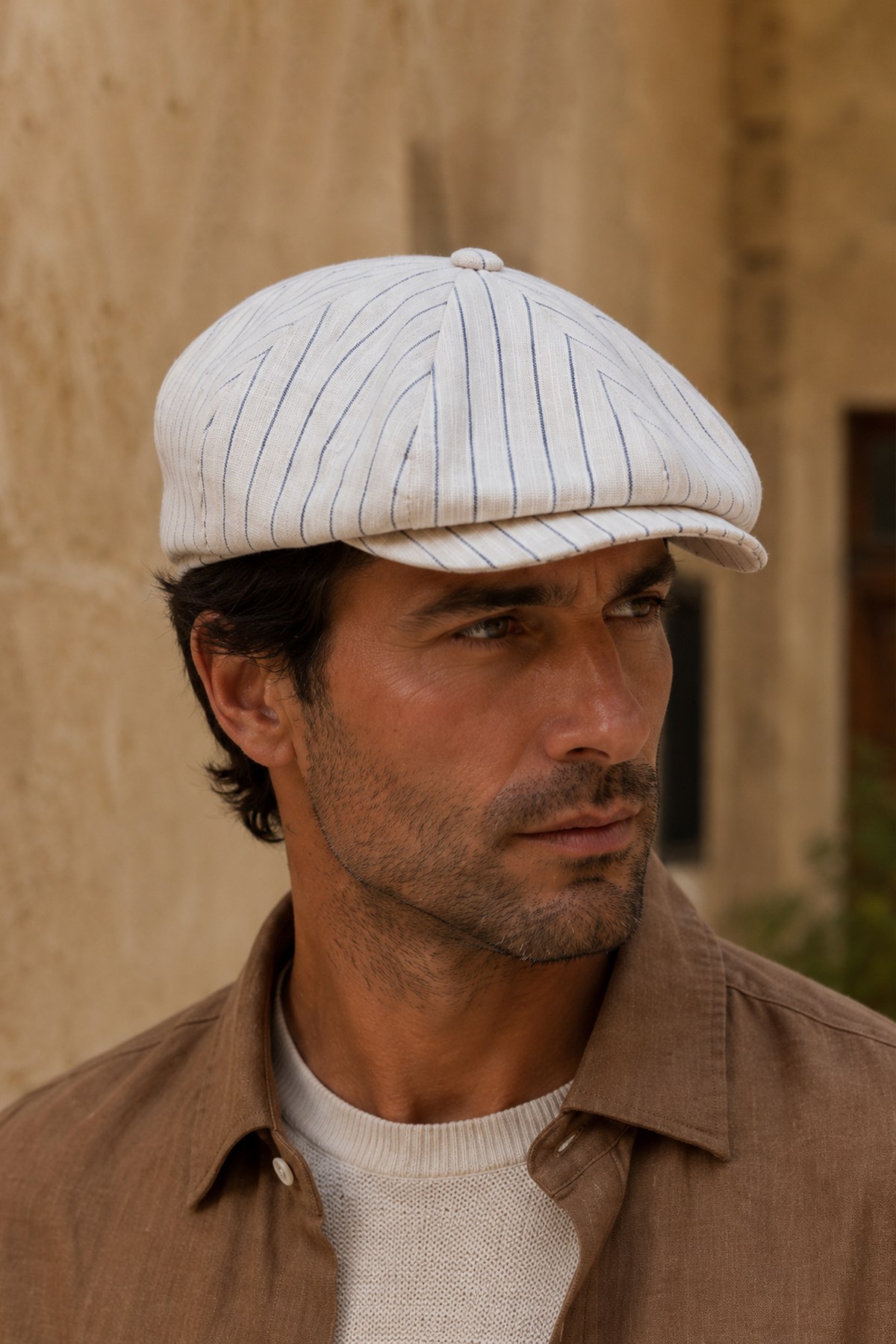 Amalfi Pinstripe Pamuklu Kasket | Baker Boy Collection