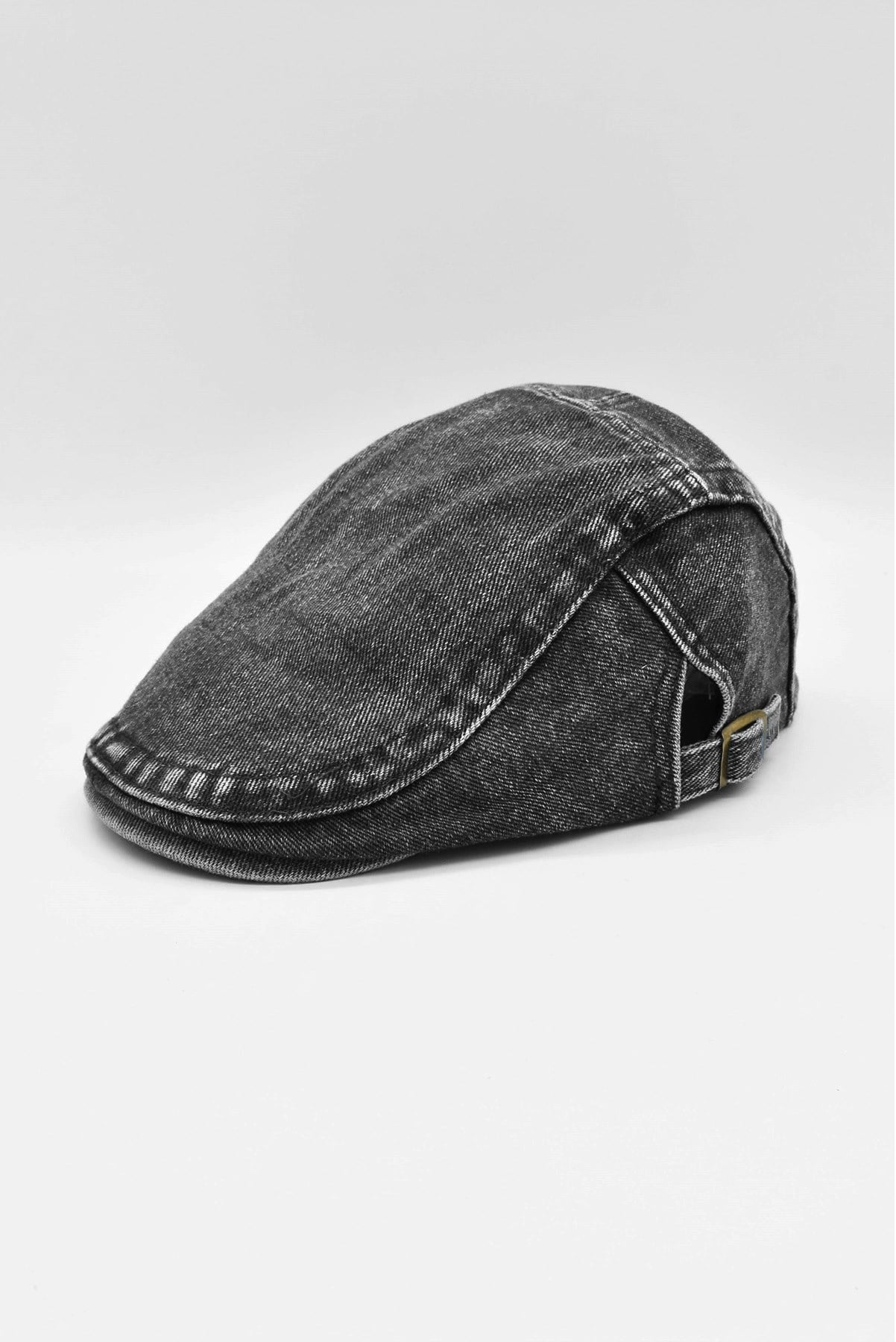 Ayarlanabilir Tokalı Siyah Denim Yazlık Erkek Kot Kasket Şapka