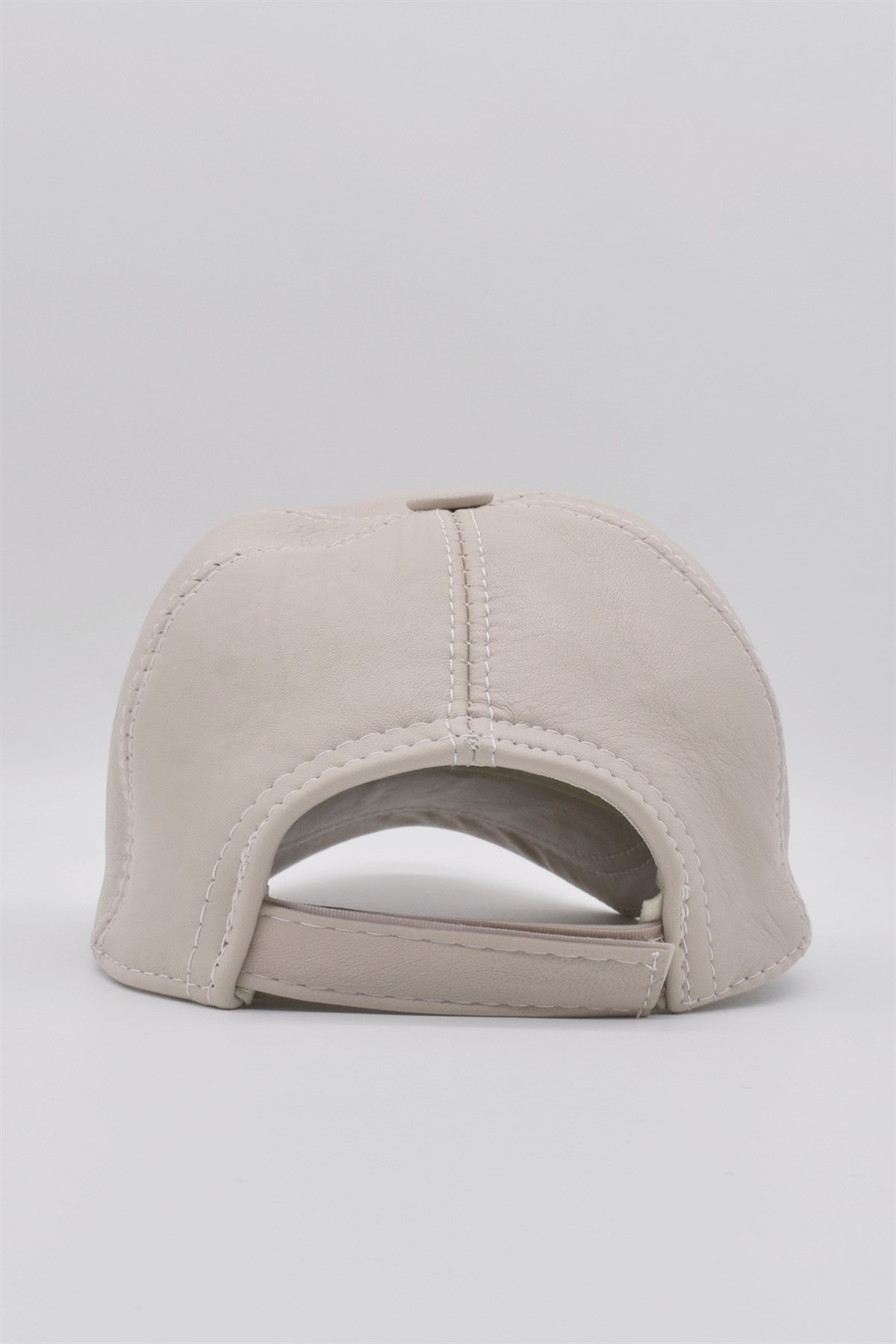 Beige Leather Mens Cap Hat