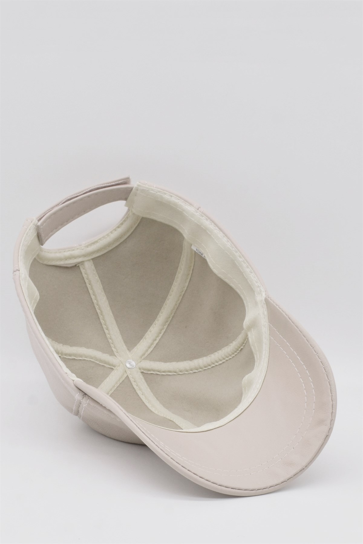 Beige Leather Mens Cap Hat