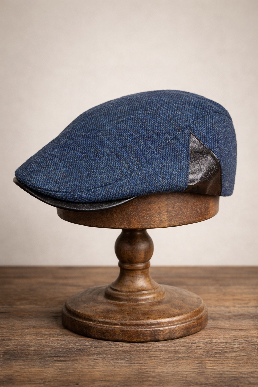 Külah Deri Siperli Yün Karışımlı Erkek Flat Cap Kasket | Ayarlanabilir | Klasik Kış Şapkası KLH7572