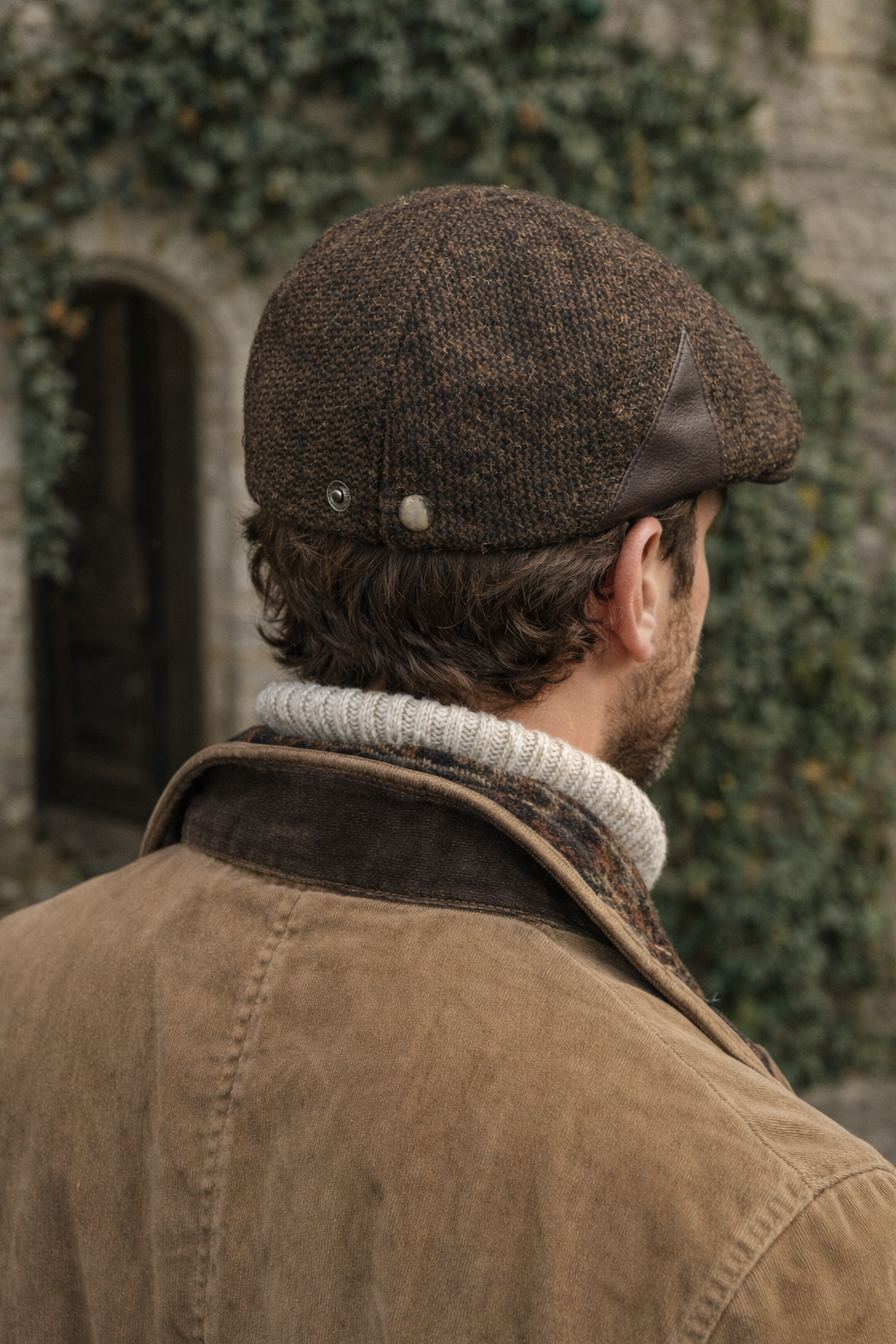 Deri Siperli Yün Karışımlı Erkek Flat Cap Kasket | Ayarlanabilir | Klasik Kış Şapkası