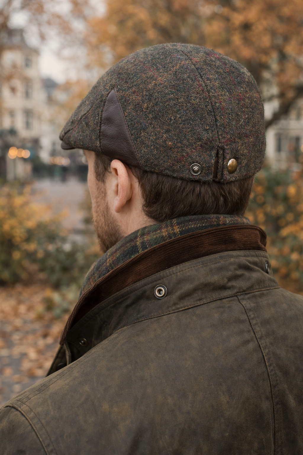 Deri Siperli Yün Karışımlı Erkek Flat Cap Kasket | Ayarlanabilir | Klasik & Şık Kış Şapkası