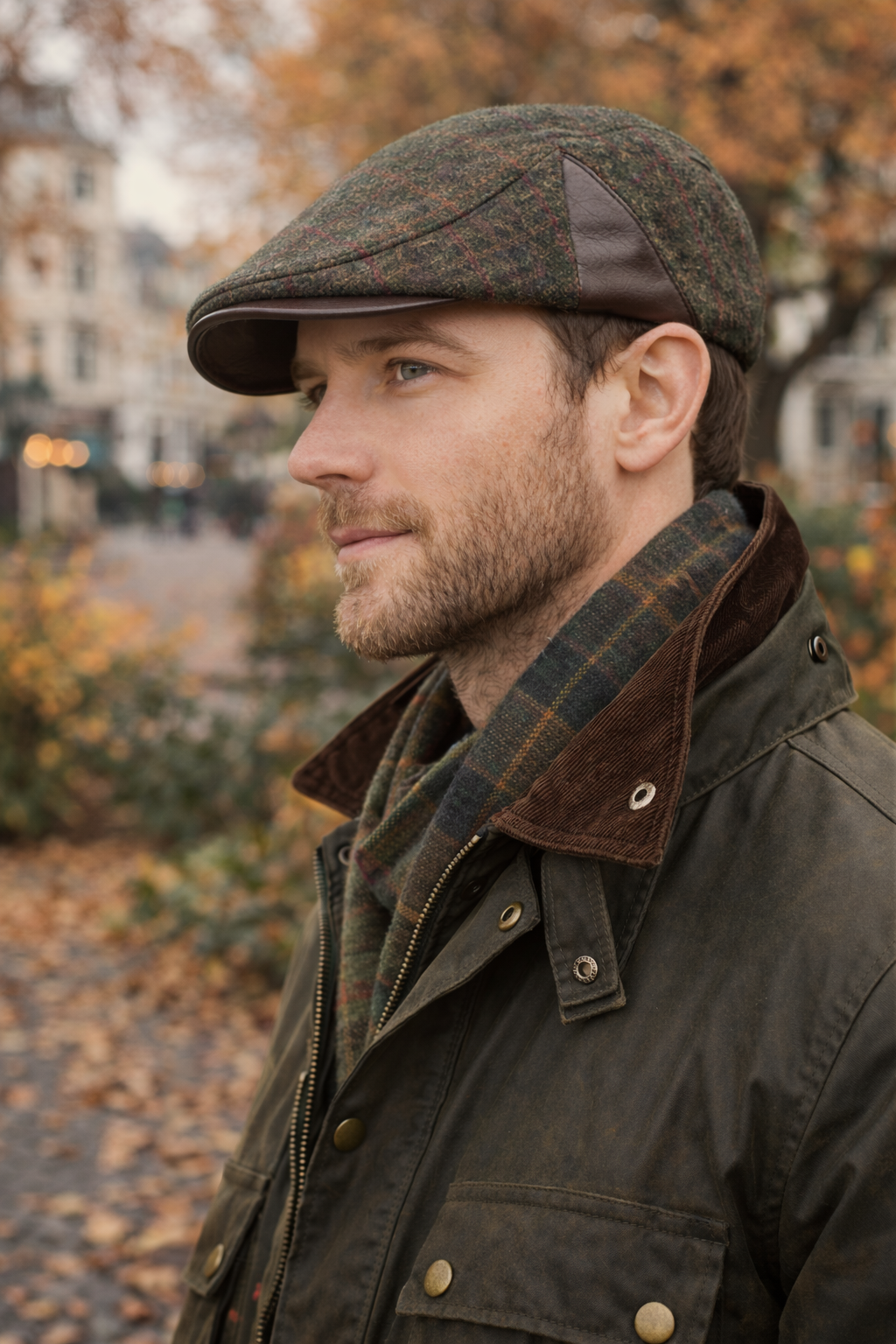 Deri Siperli Yün Karışımlı Erkek Flat Cap Kasket | Ayarlanabilir | Klasik & Şık Kış Şapkası