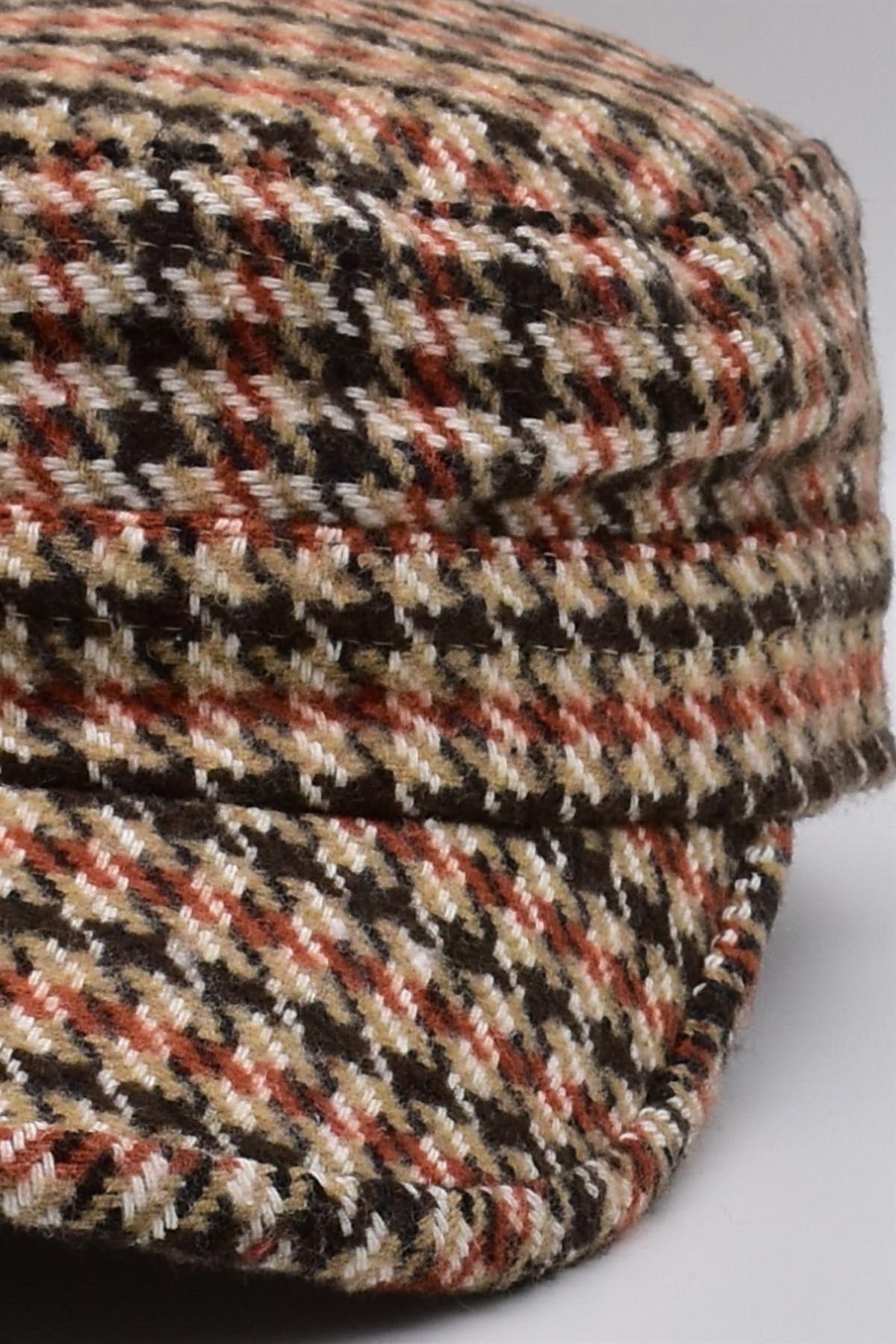 Patterned Houndstooth Hat Flat Cap Outdoor Winter Castro Cap Brick Color