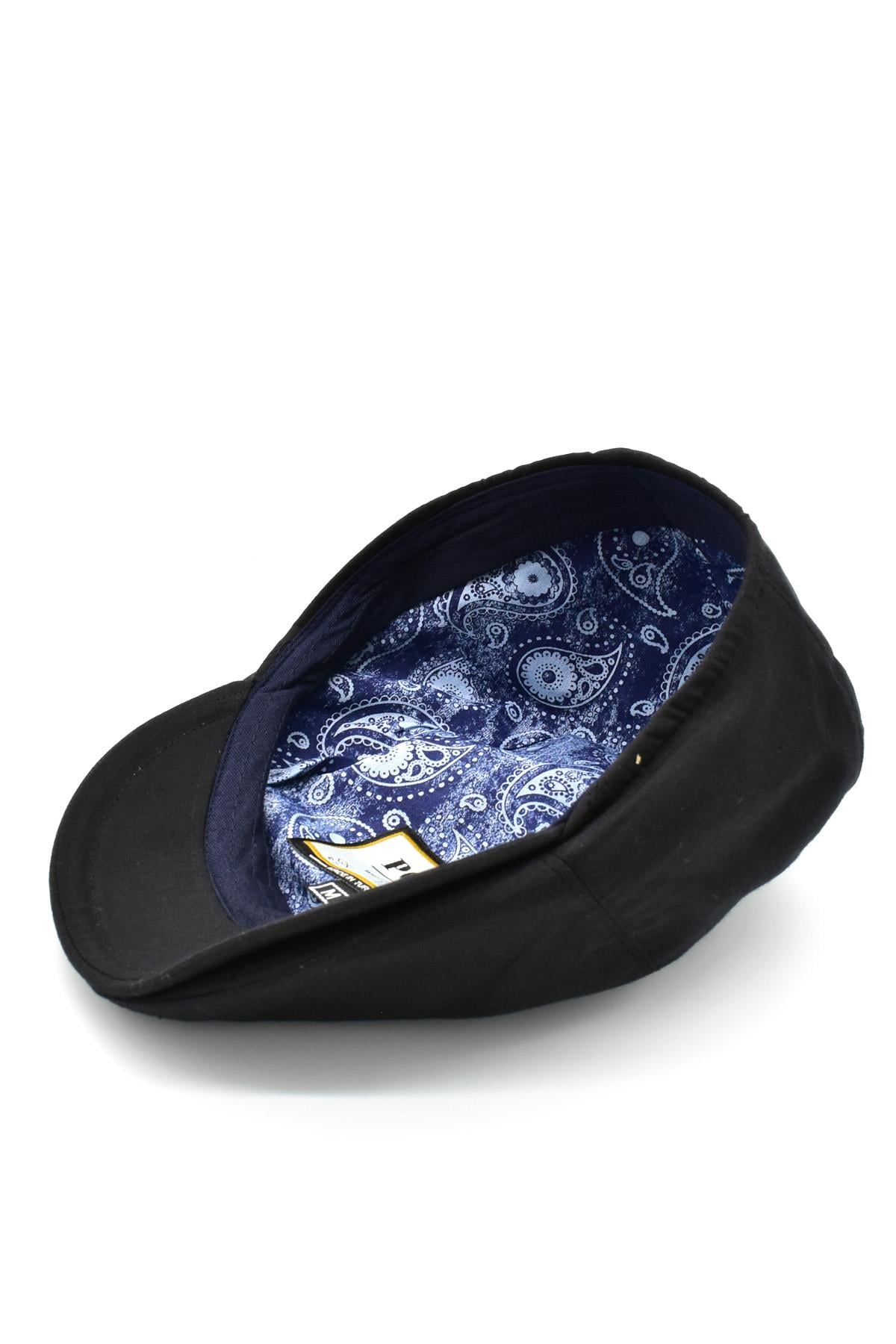 Erkek 6-Panel Şapka Premium Keten Siyah Spor Kasket