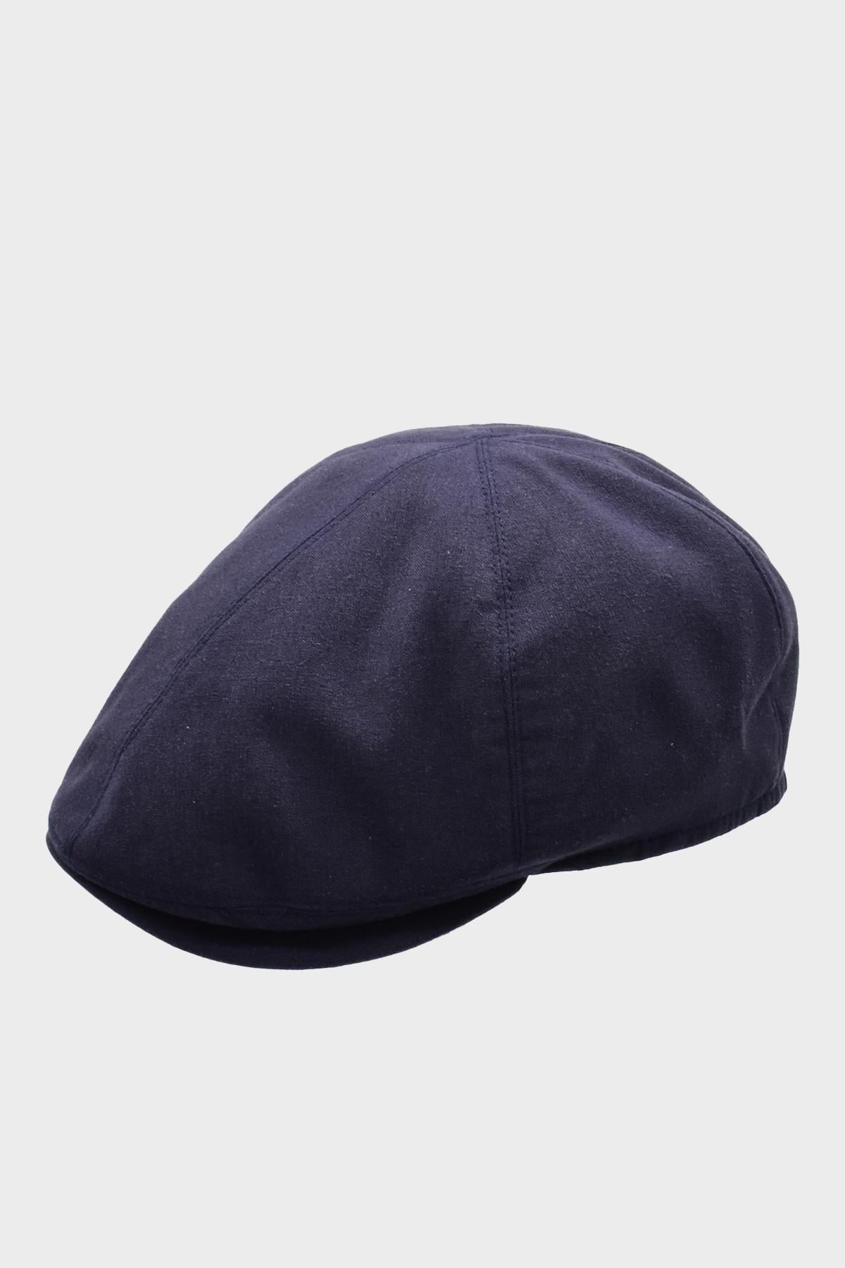Erkek 6-Panel Şapka Premium Keten Lacivert Spor Kasket