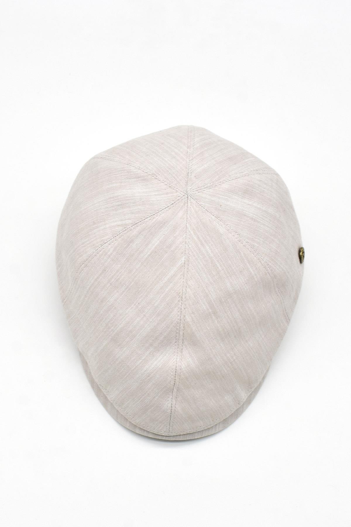 Erkek 6-Panel Şapka Premium Keten Krem Spor Kasket