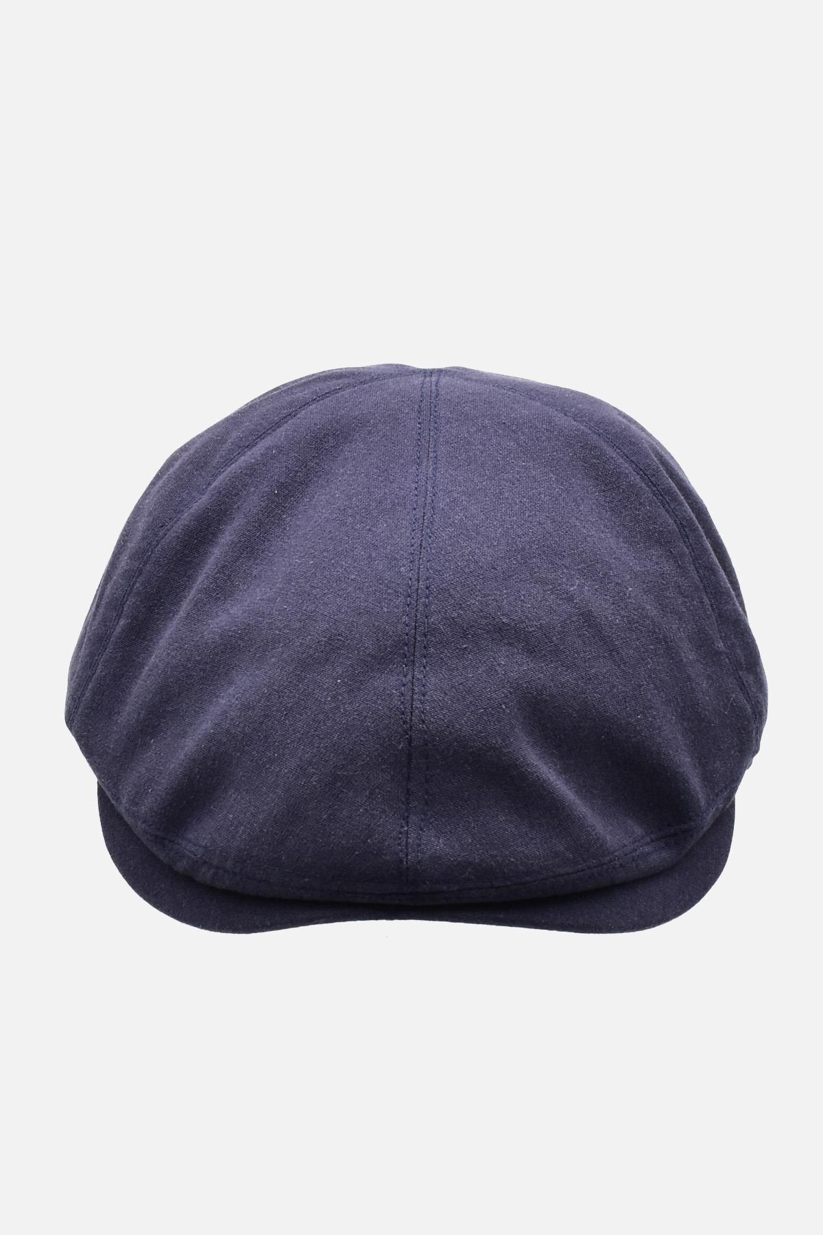 Erkek 6-Panel Şapka Premium Keten Lacivert Spor Kasket