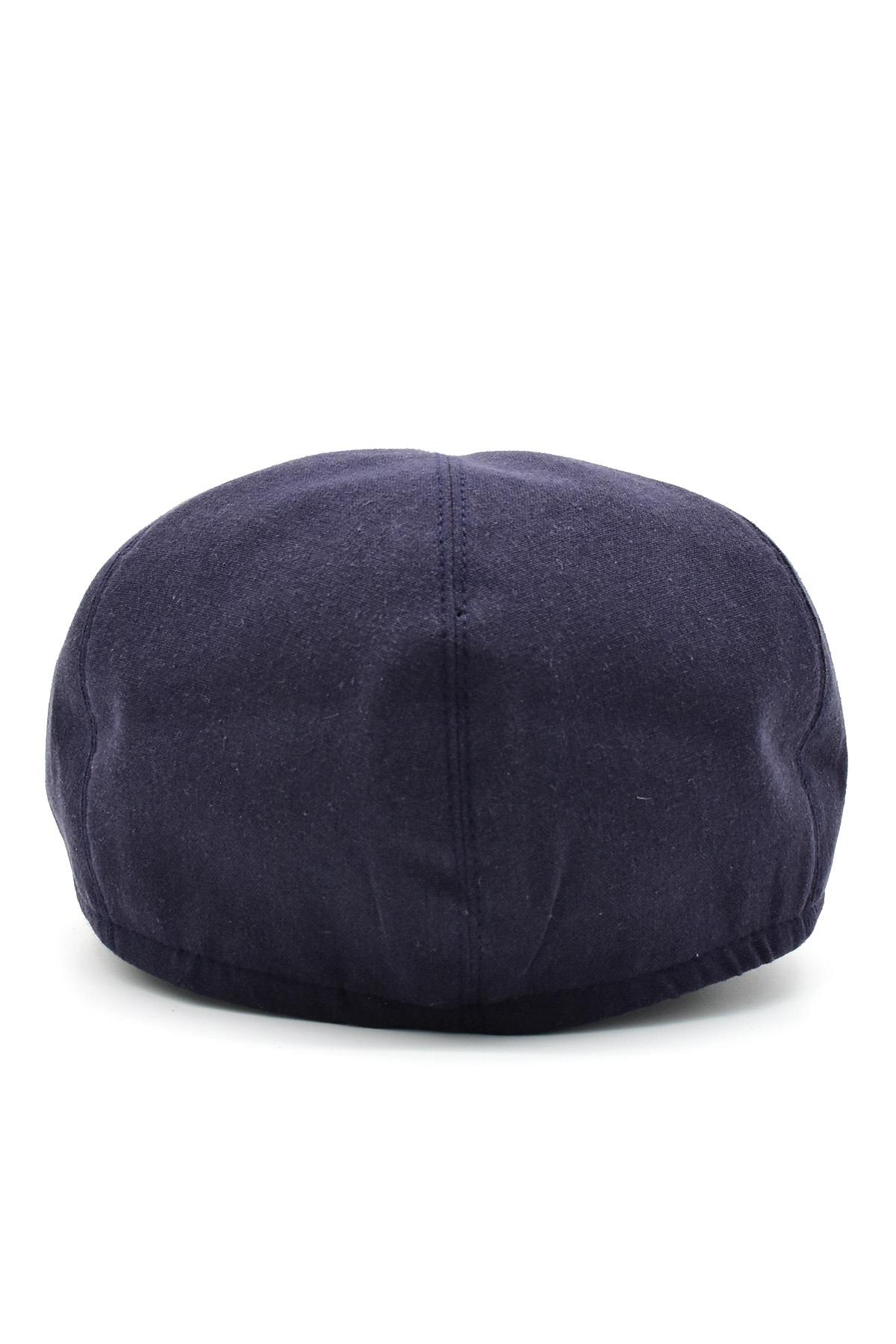 Erkek 6-Panel Şapka Premium Keten Lacivert Spor Kasket