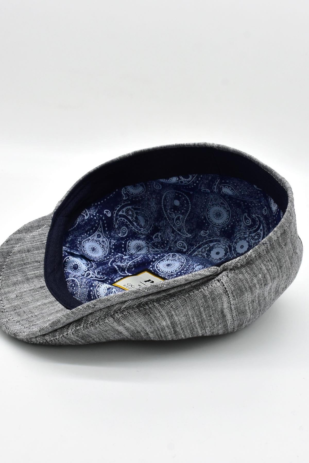 Erkek 6-Panel Şapka Premium Keten Gri Spor Kasket