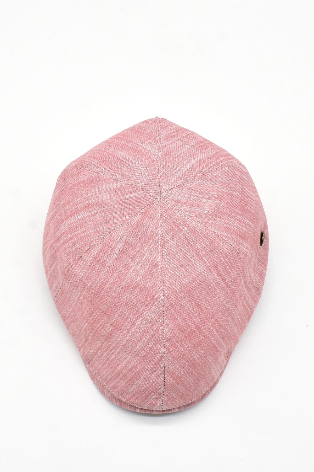 Erkek 6-Panel Şapka Premium Keten Pembe Kasket