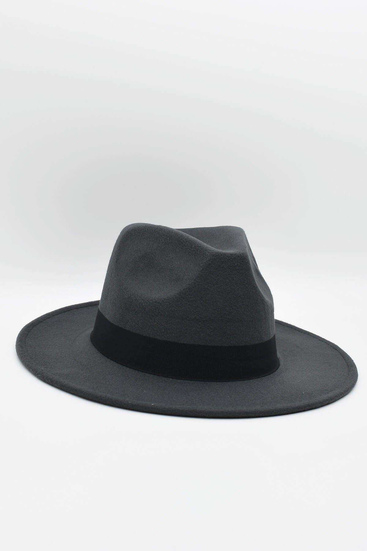 Erkek Ayarlanabilir Füme Fedora Şapka