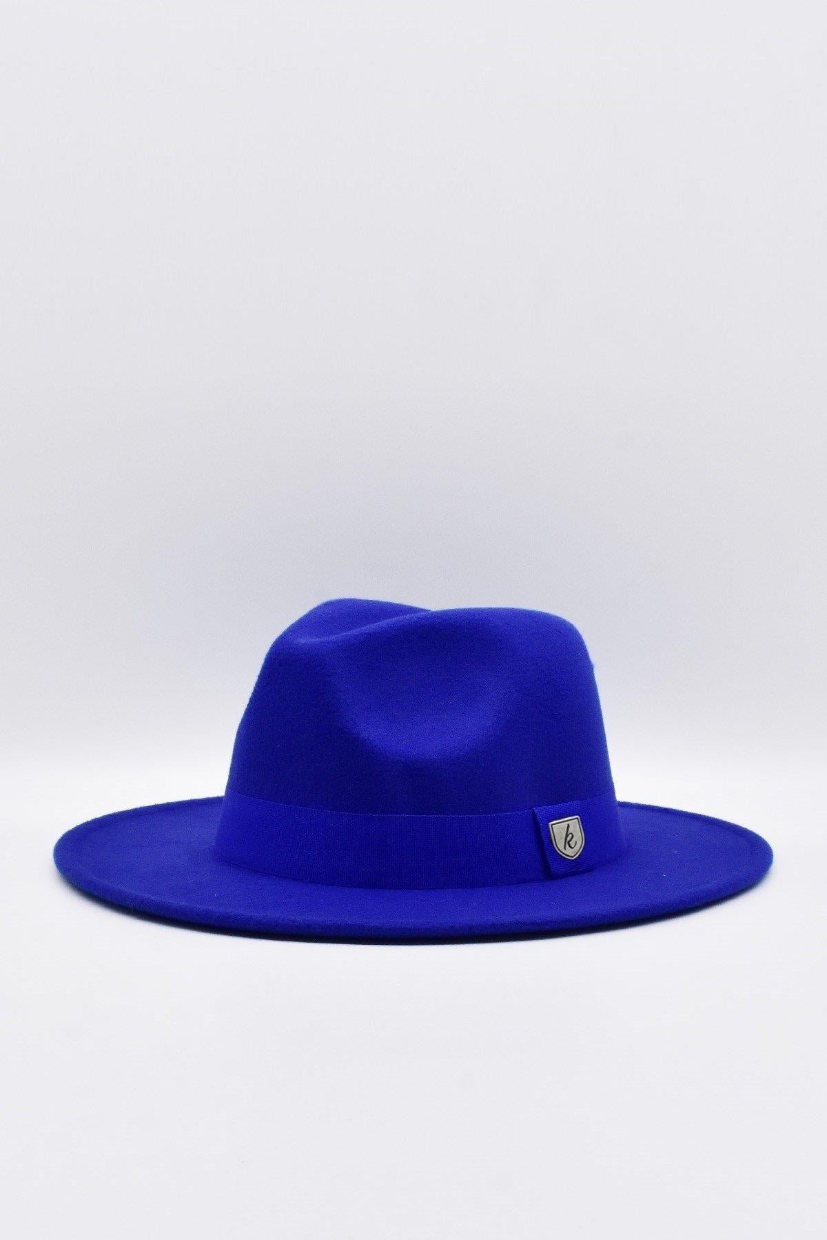 Mens Adjustable Saks Blue Fedora Hat