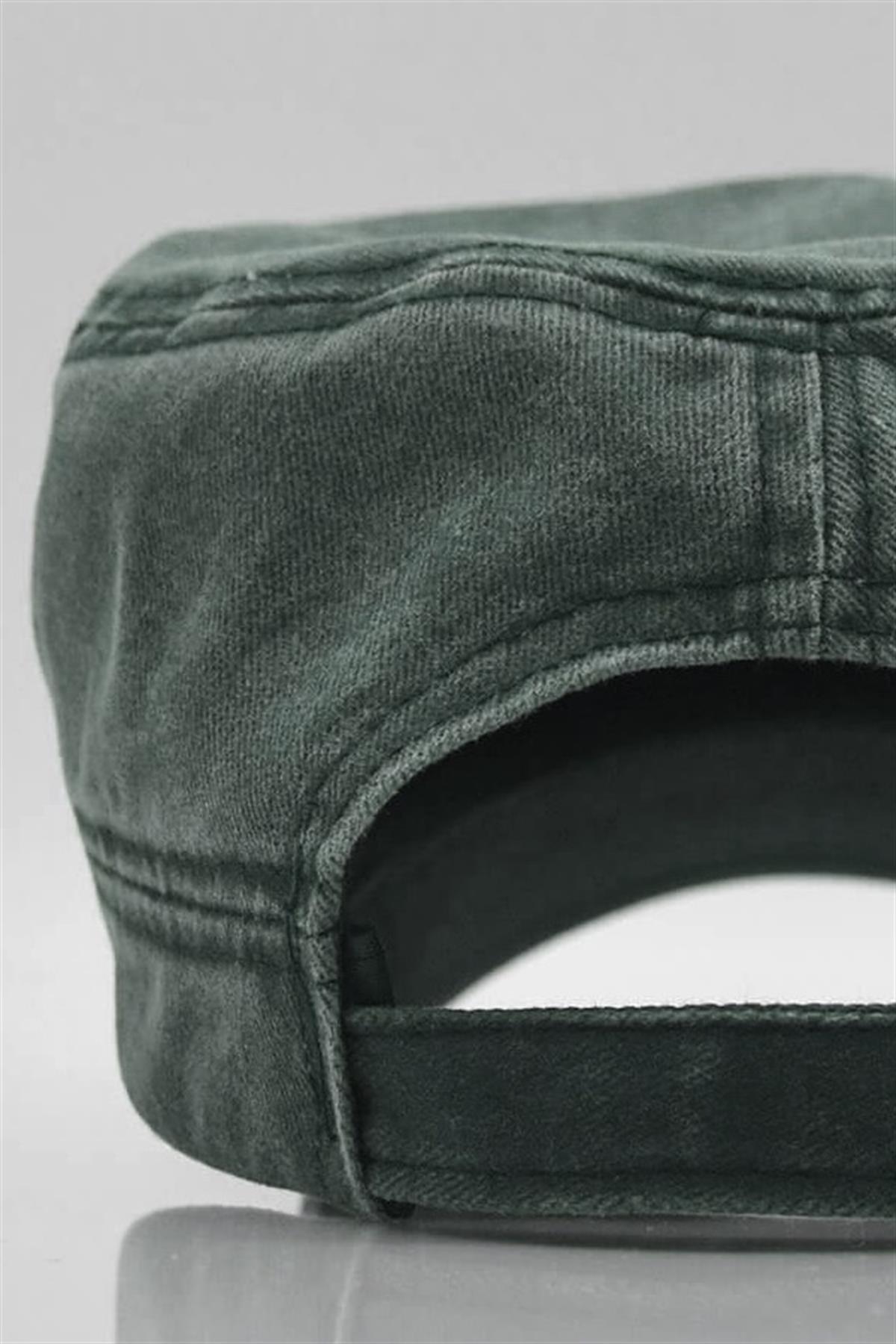 Mens Castro Hat Flat Cap Washed Cap-Green