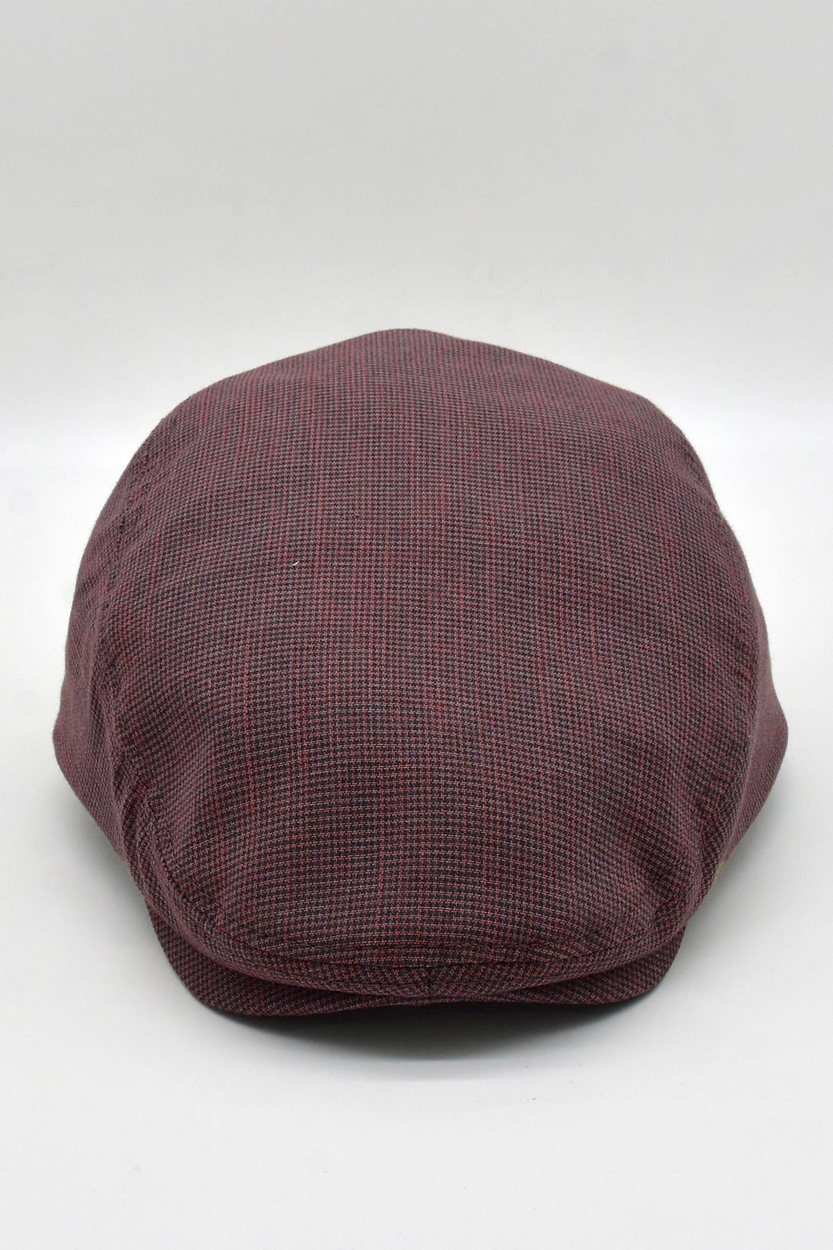 Erkek Dokulu London Kasket Bordo Flat Cap Şapka