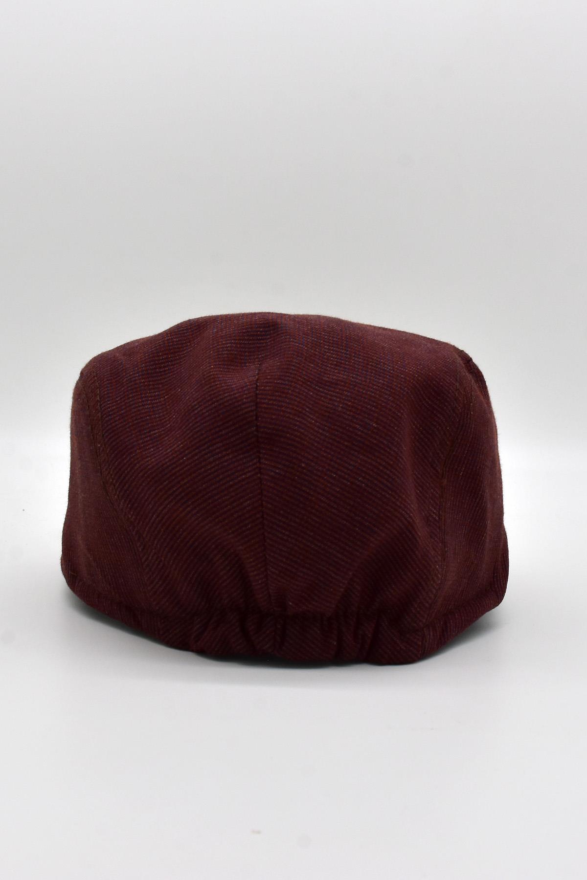 Erkek Dokulu London Kasket Bordo Flat Cap Şapka