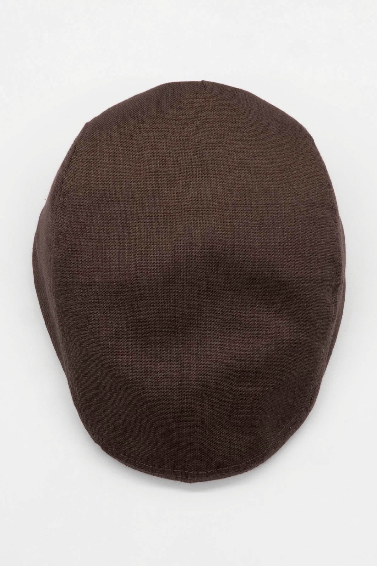 Erkek Düz Pamuklu Acı Kahve Flat Cap Kasket
