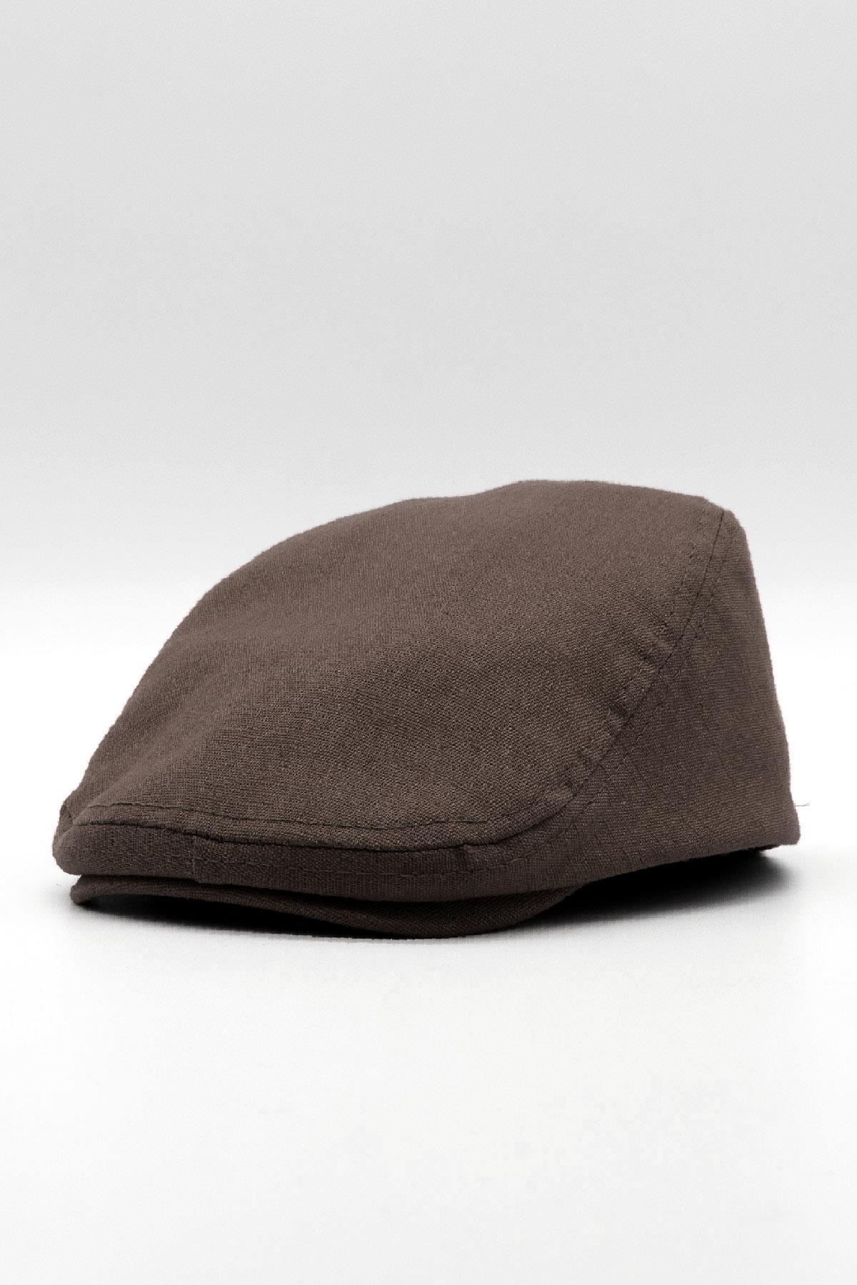 Erkek Düz Pamuklu Acı Kahve Flat Cap Kasket