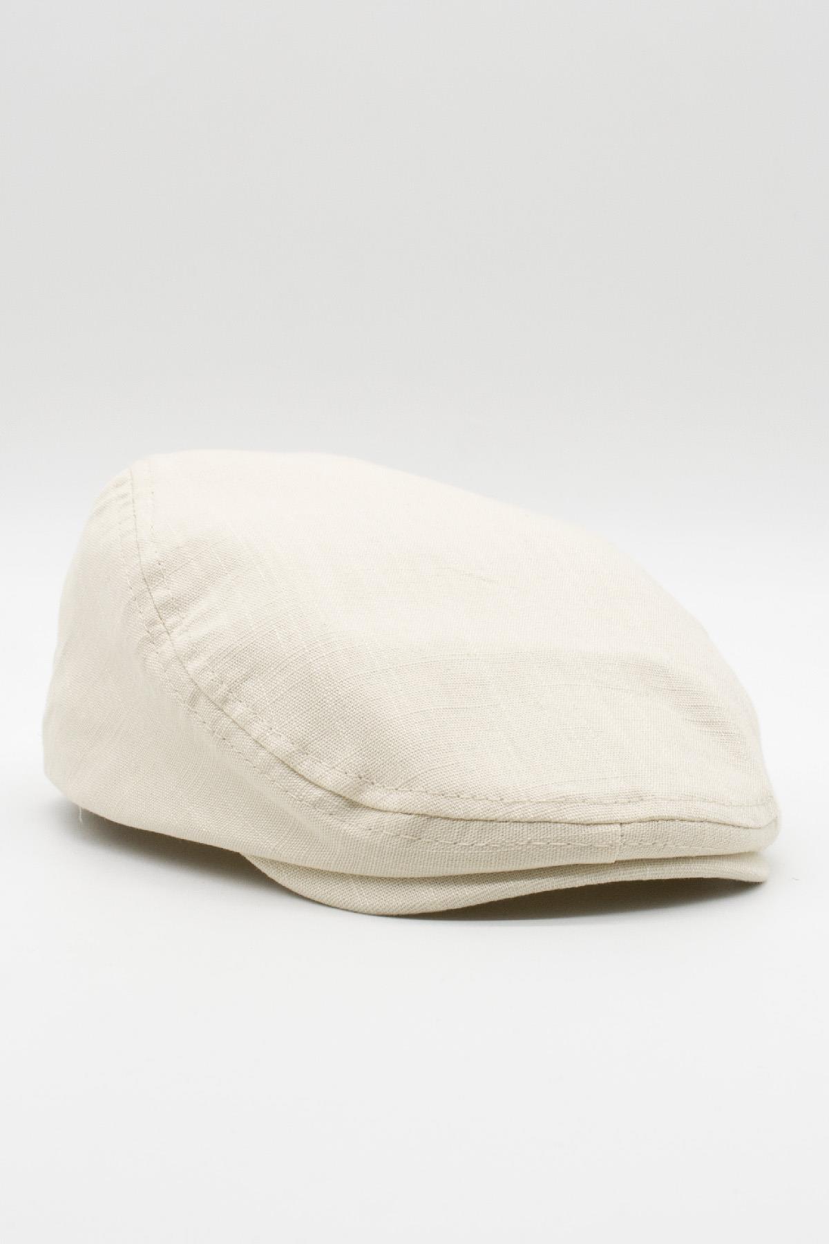 Erkek Düz Pamuklu Koyu Bej Flat Cap Kasket