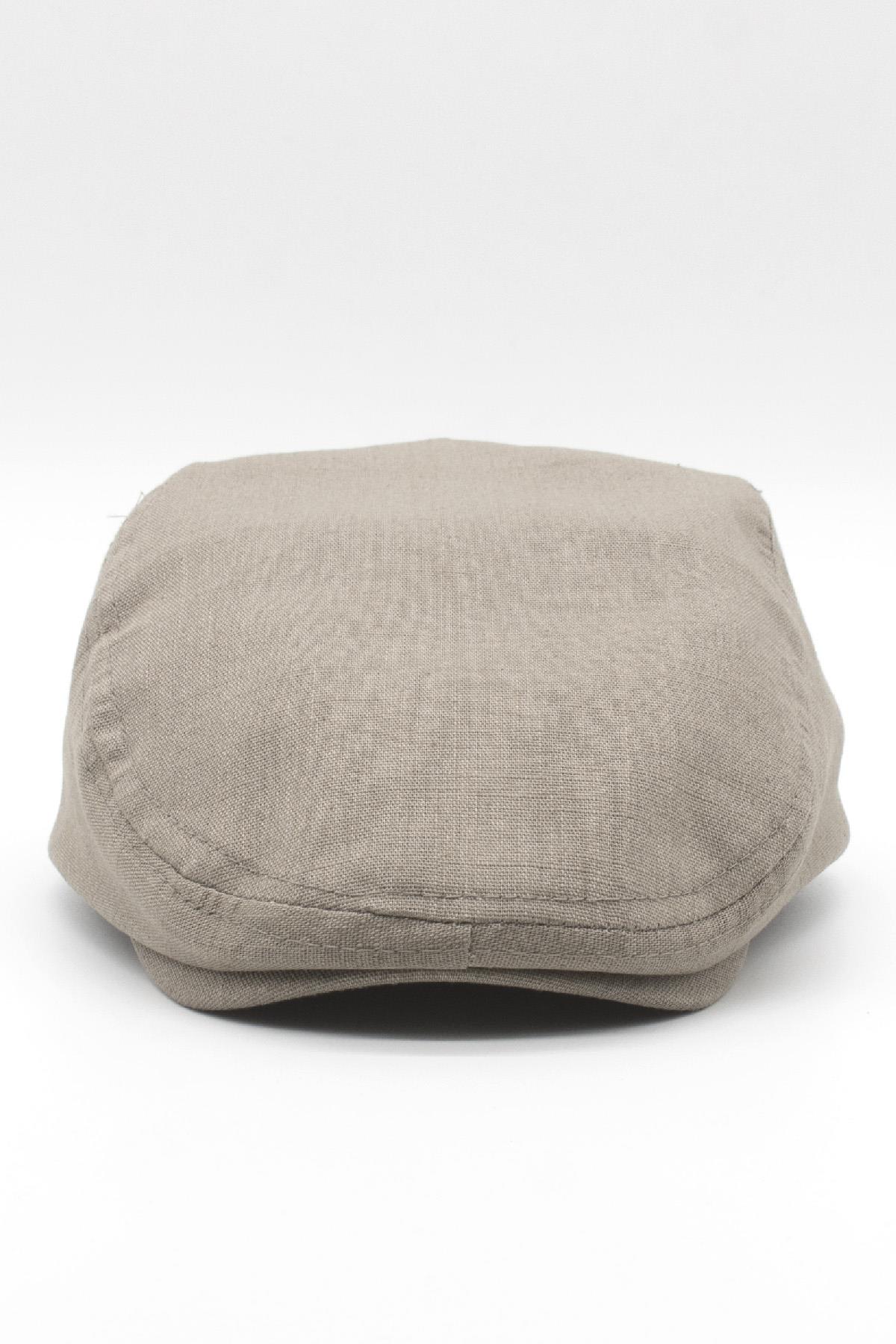 Erkek Düz Pamuklu Latte Flat Cap Kasket