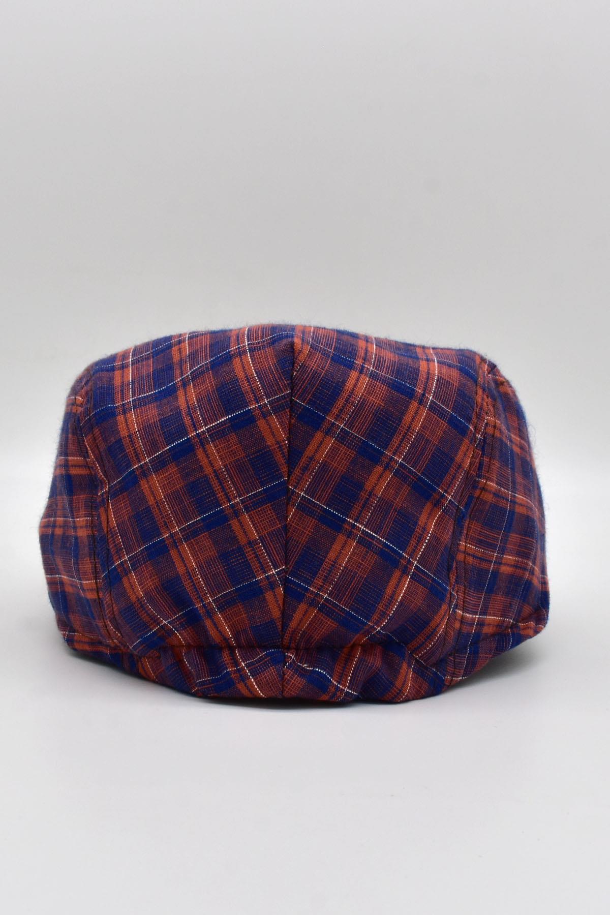Erkek Ekose Çizgili London Kasket Flat Cap Şapka