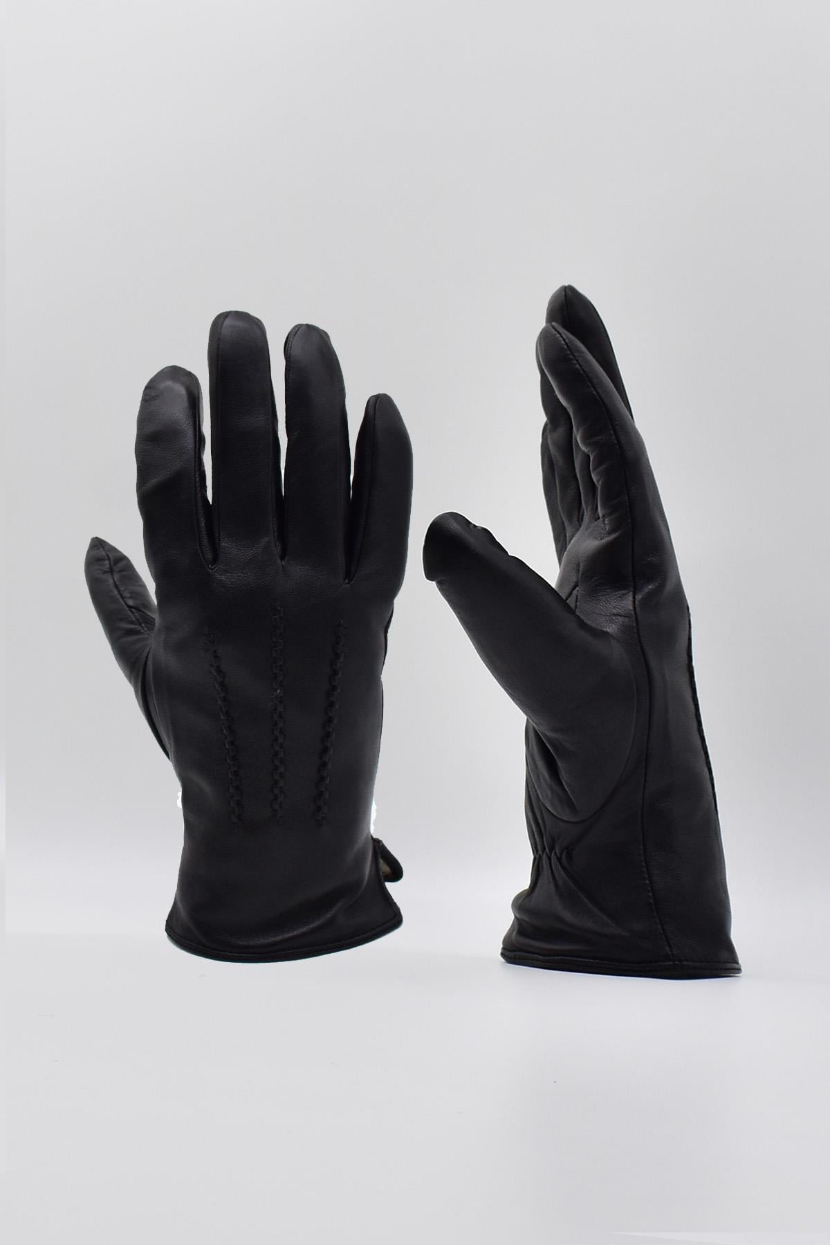 Mens Polar Lined Real Leather Gloves