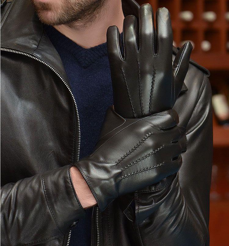 Mens Polar Lined Real Leather Gloves