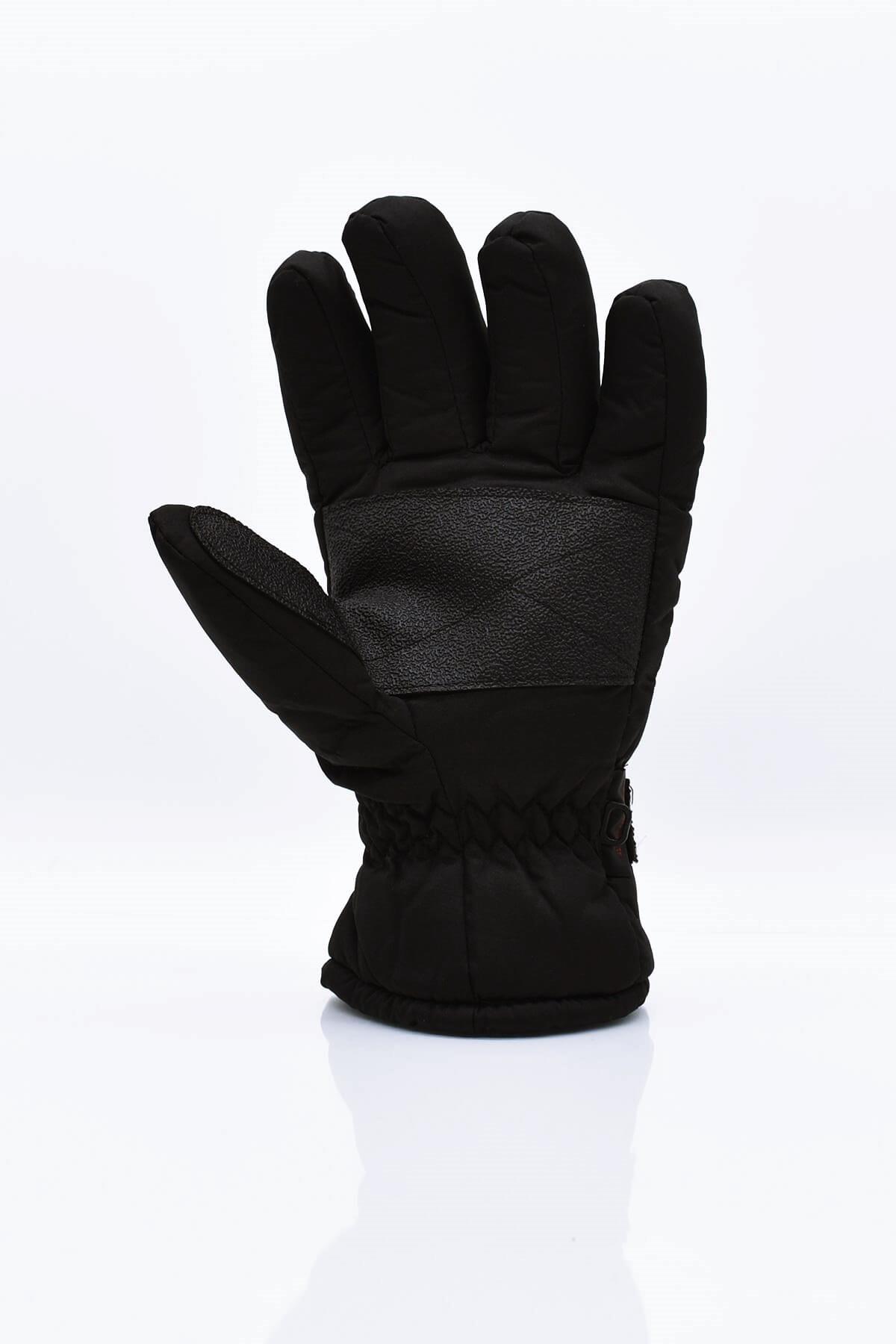 Mens Polar Lined Black Ski Snow Gloves Ribbon