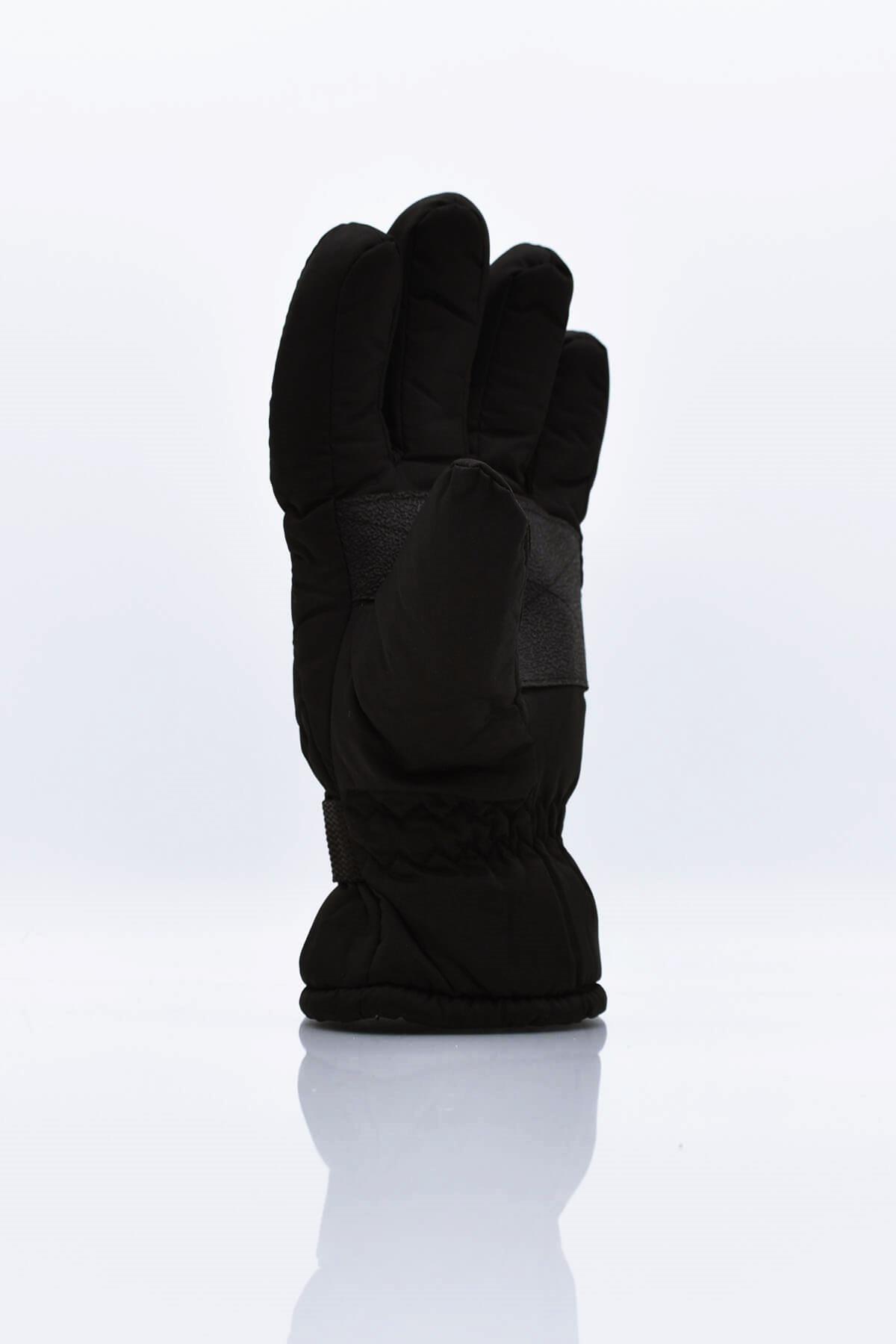 Mens Polar Lined Black Ski Snow Gloves Ribbon