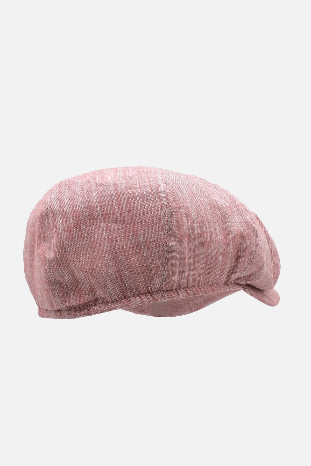 Erkek İngiliz Groovy Şapka Premium Keten Pembe Kasket