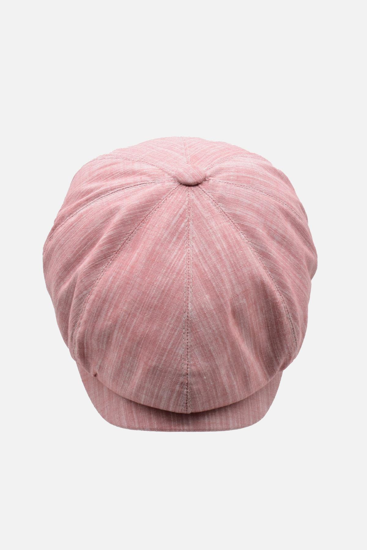 Erkek İngiliz Groovy Şapka Premium Keten Pembe Kasket
