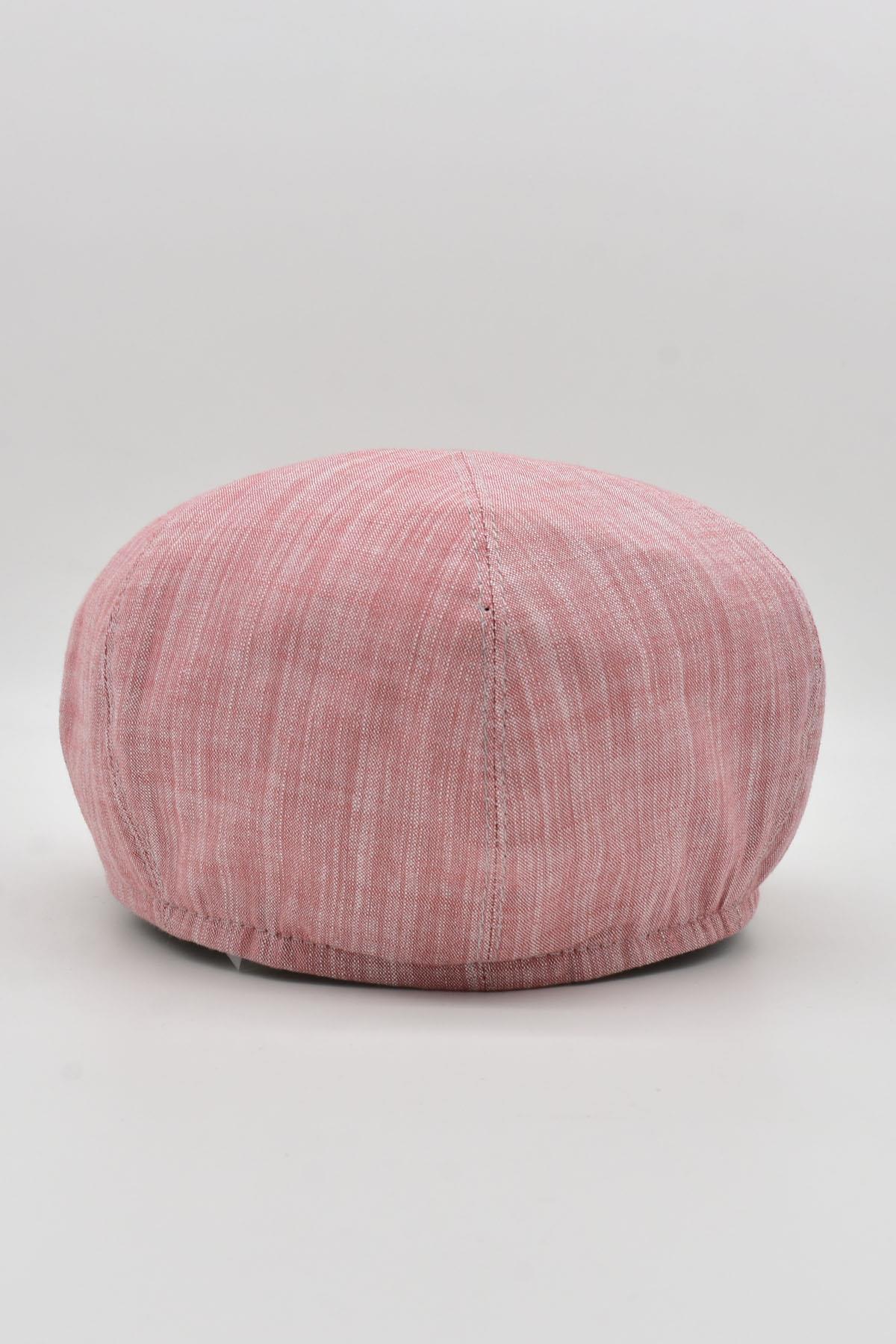 Erkek İngiliz Groovy Şapka Premium Keten Pembe Kasket