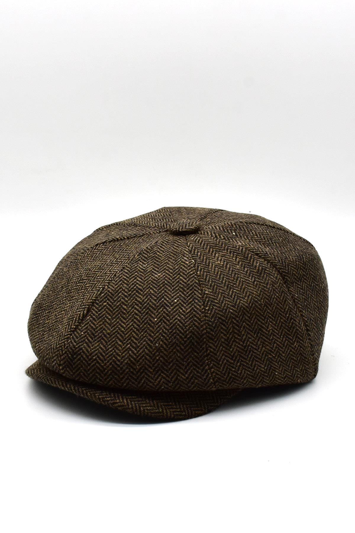 Erkek İngiliz Kasket Balıksırtı Desen Newsboy Şapka