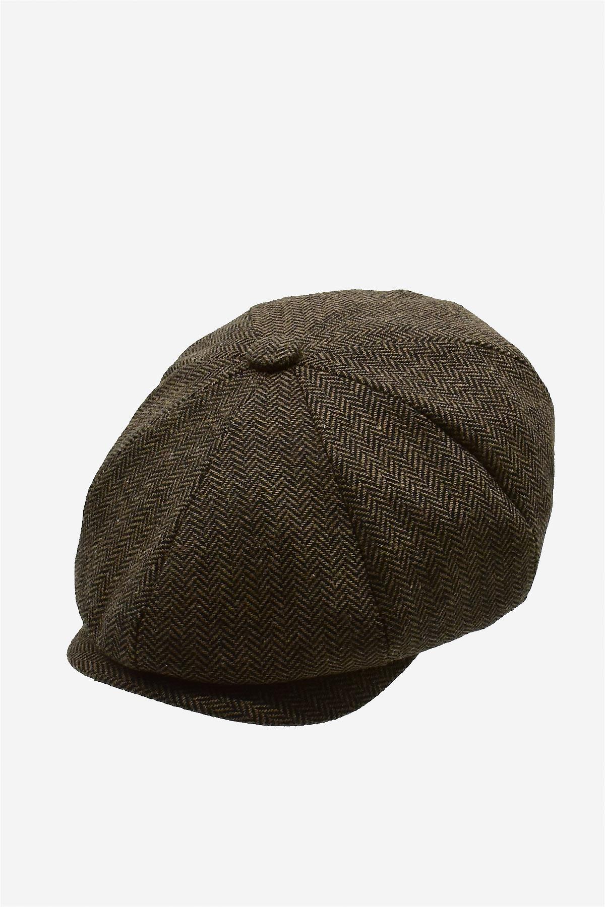 Erkek İngiliz Kasket Balıksırtı Desen Newsboy Şapka