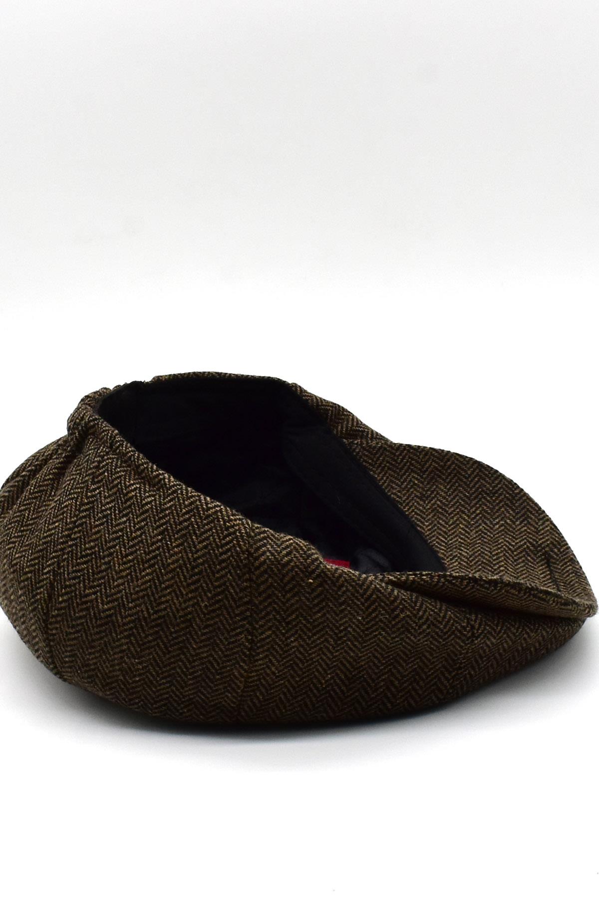 Erkek İngiliz Kasket Balıksırtı Desen Newsboy Şapka