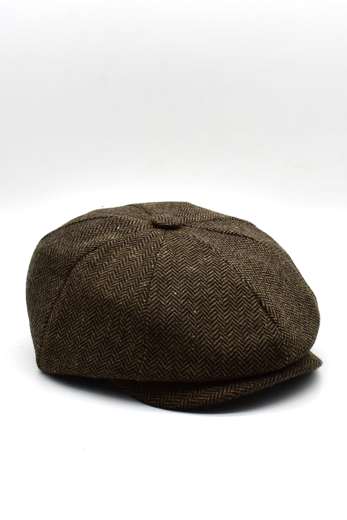 Erkek İngiliz Kasket Balıksırtı Desen Newsboy Şapka