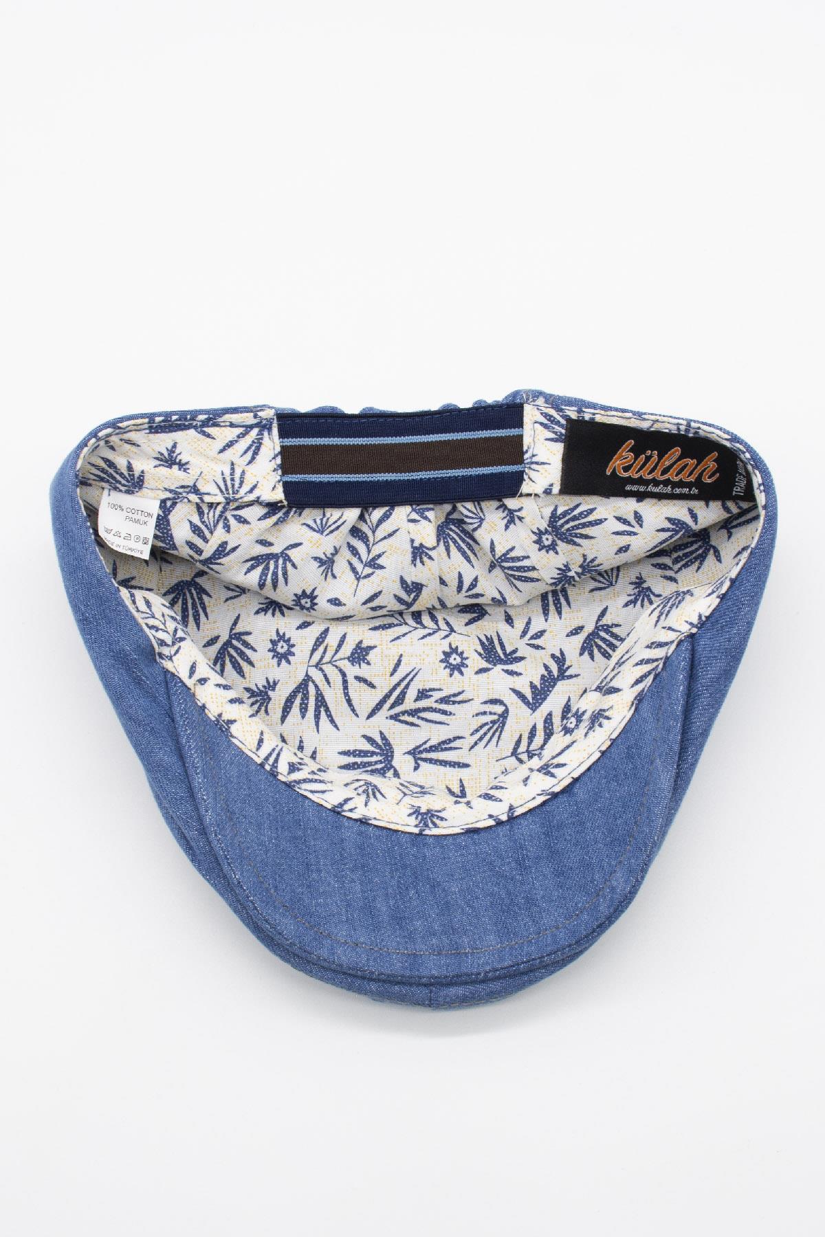 Erkek Jean Flat Cap Kasket - Açık Mavi Kot Şapka | Standart Fit/Esnek