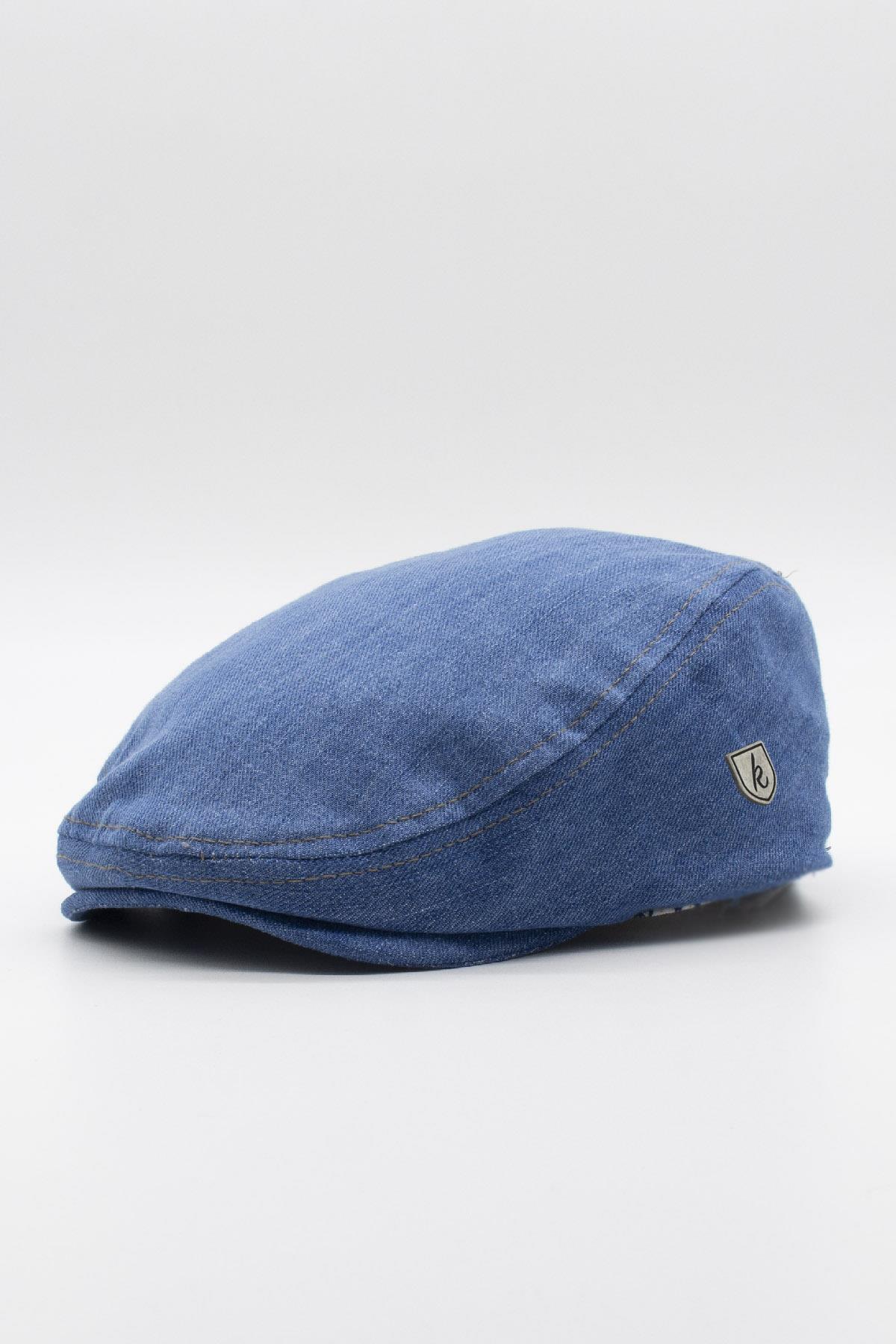 Erkek Jean Flat Cap Kasket - Açık Mavi Kot Şapka | Standart Fit/Esnek