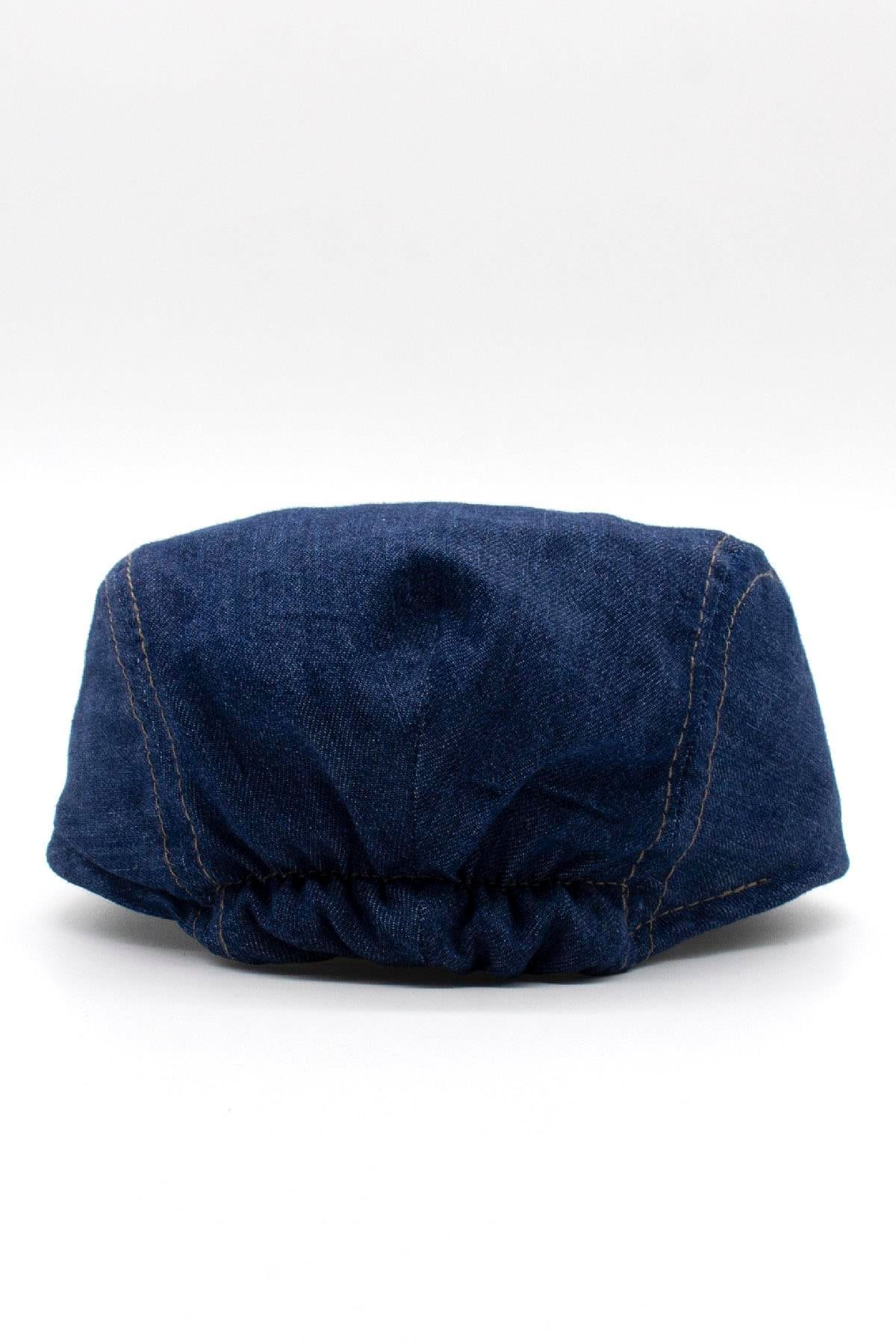 Erkek Jean Flat Cap Kasket - Lacivert Kot Şapka | Standart Fit/Esnek