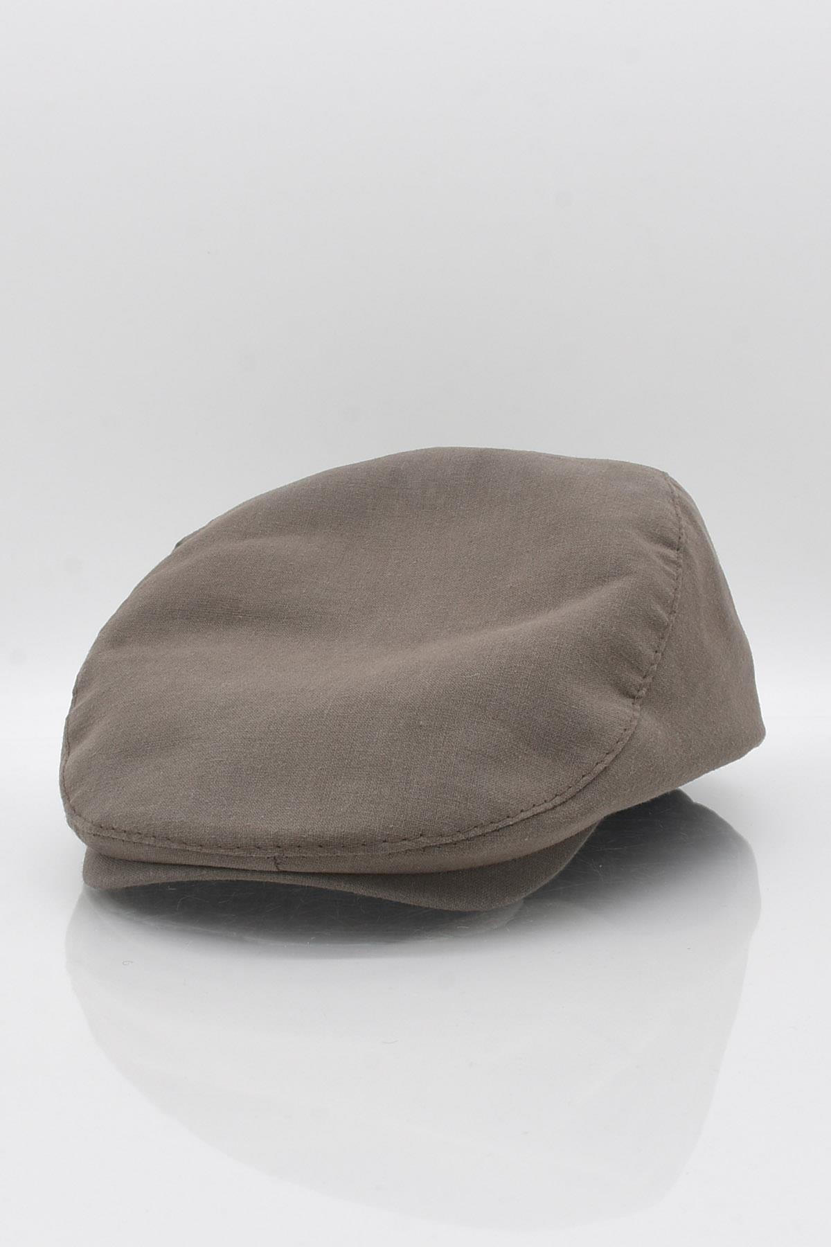 Külah Erkek Kahve Kasket Keten Yazlık Flat Cap Şapka KLH7169
