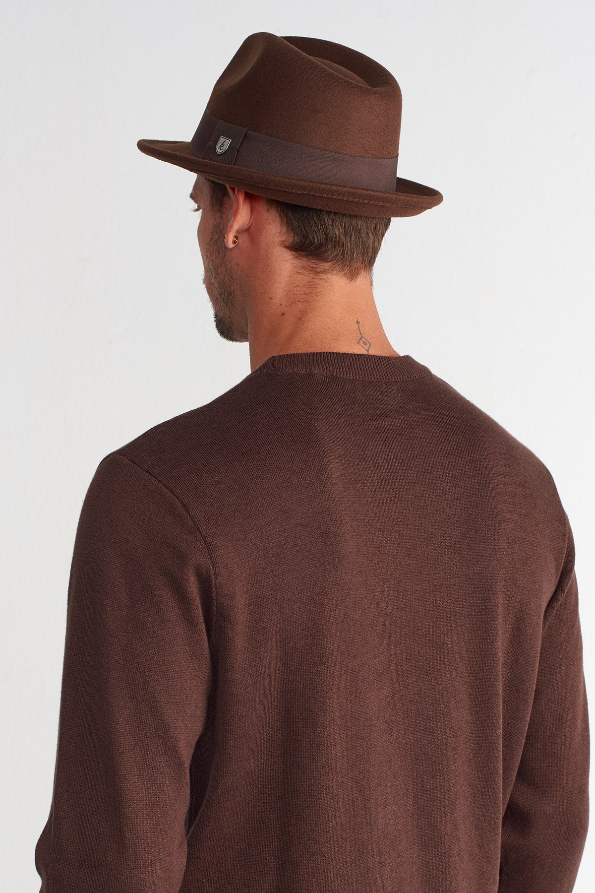Mens Brown Felt Trilby Fedora Hat
