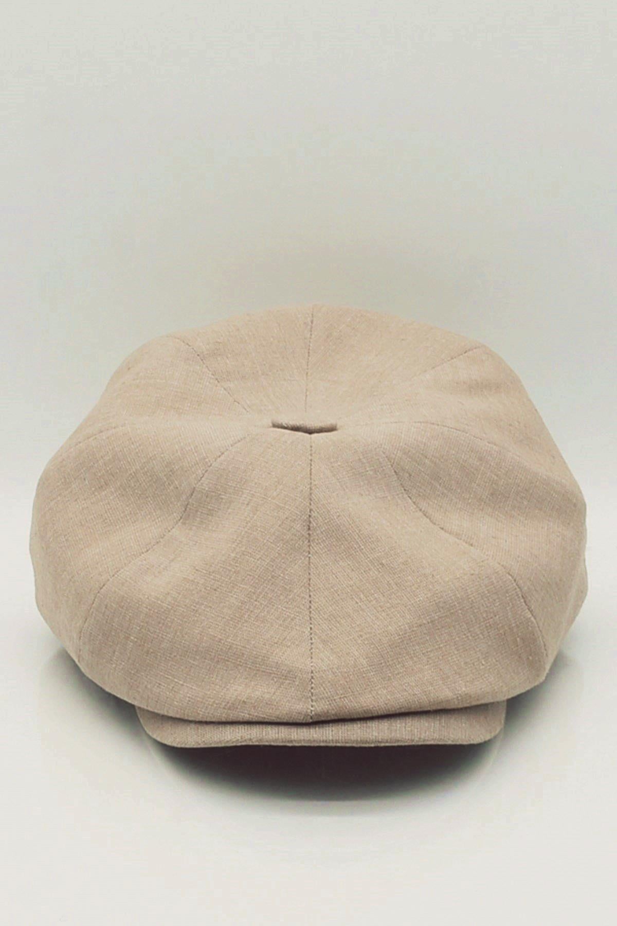 Mens Flat Cap English Newsboy Hat - Beige