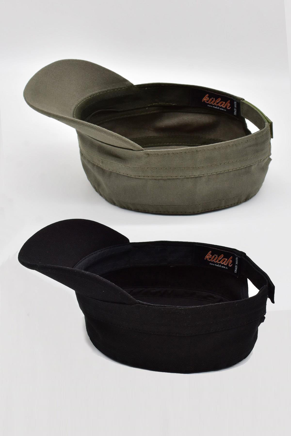 Mens Hat Flat Cap Outdoor Castro Cap 2x Pack Black-Khaki