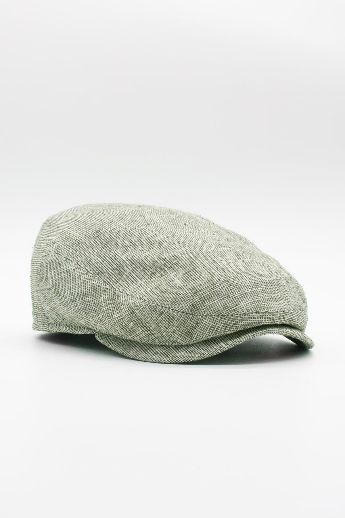 Erkek Keten Premium Açık Yeşil Şapka Yazlık Flat Cap Kasket