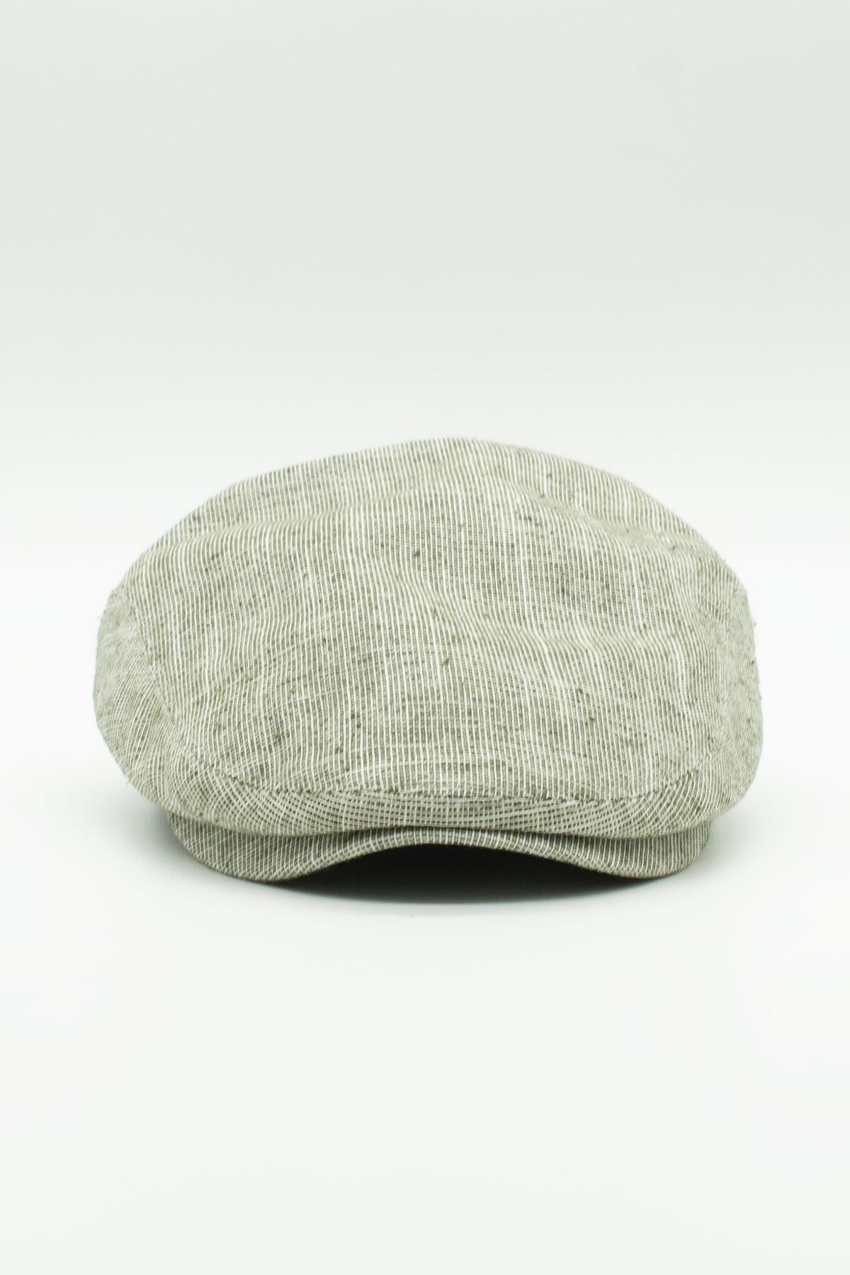 Erkek Keten Premium Açık Yeşil Şapka Yazlık Flat Cap Kasket