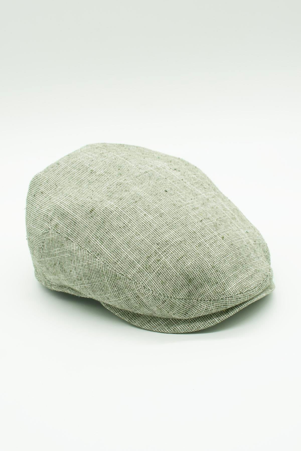 Erkek Keten Premium Açık Yeşil Şapka Yazlık Flat Cap Kasket