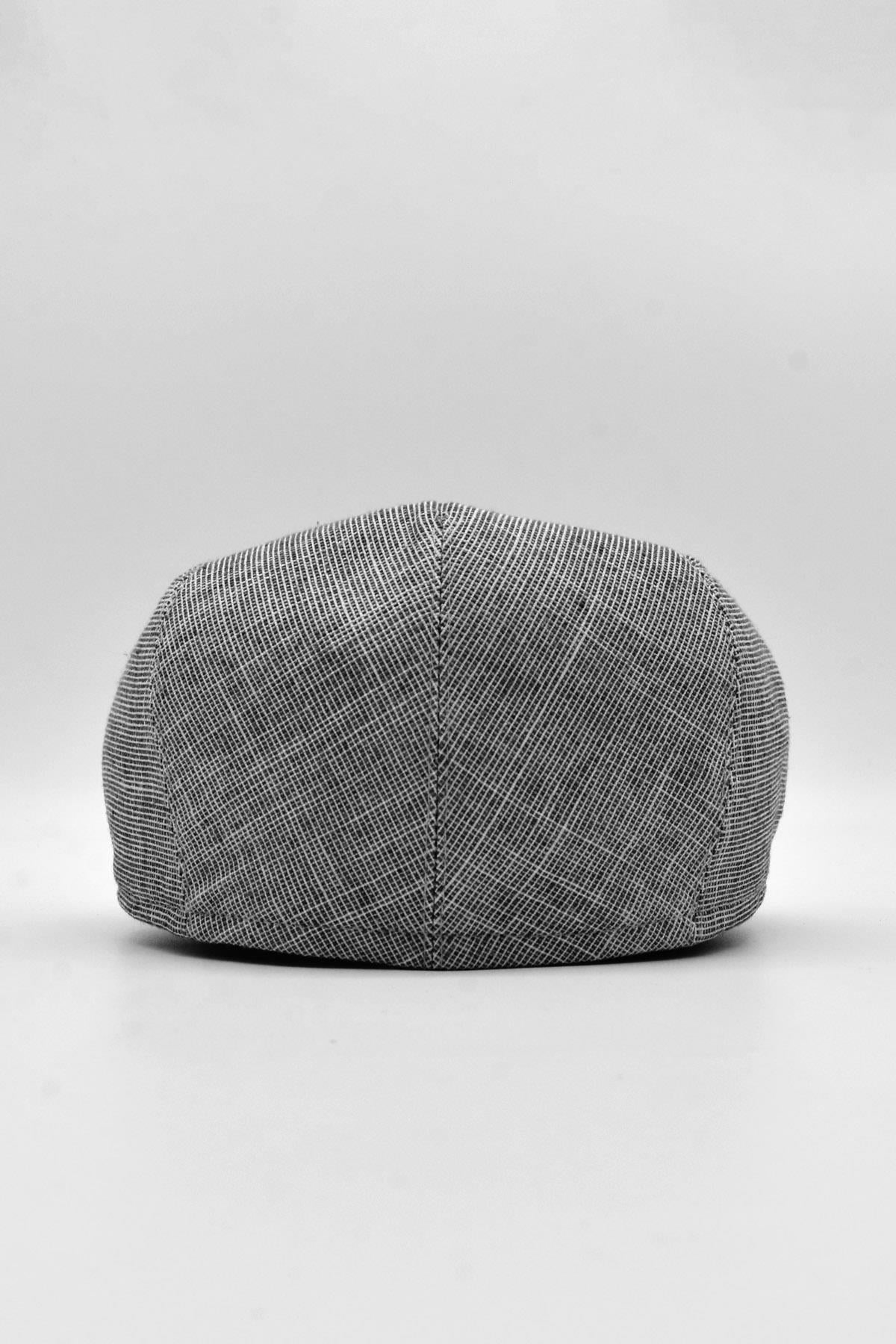 Erkek Keten Premium Siyah Şapka Yazlık Flat Cap Kasket