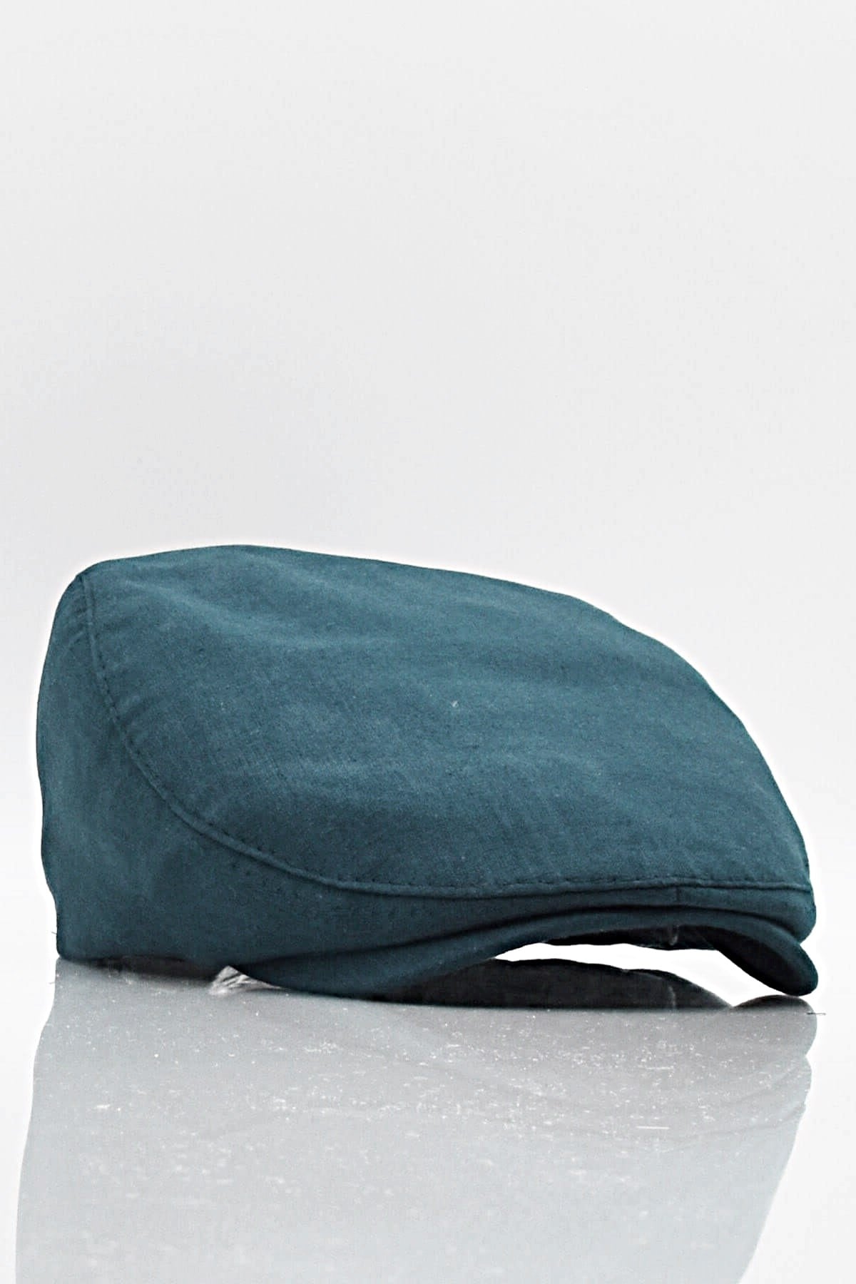 Erkek Lacivert Kasket Keten Yazlık Flat Cap Şapka