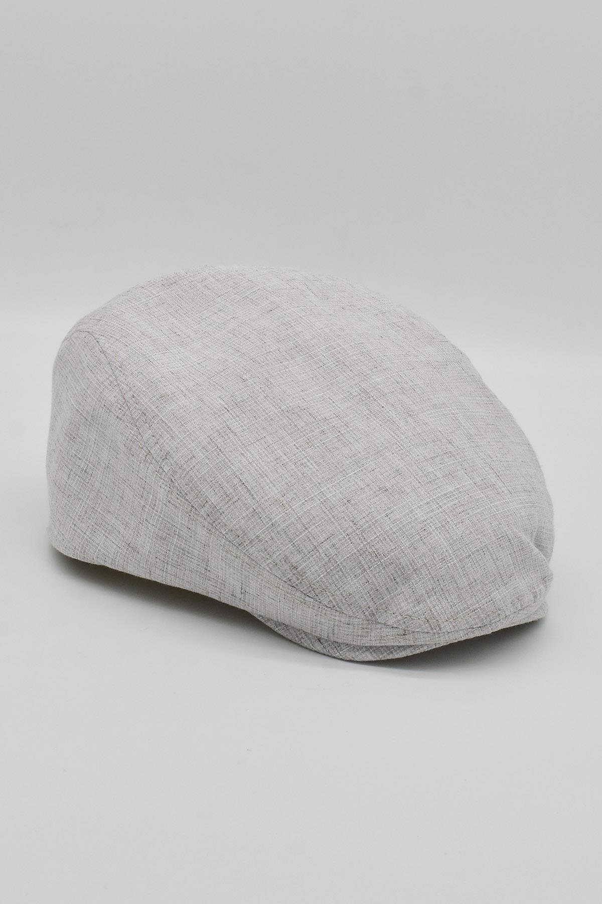 Mens Mevsimlik Cotton Flat Cap Cream Hat